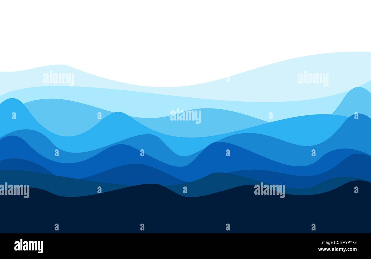 Stylish blue wavy abstract background vector. Stock Vector