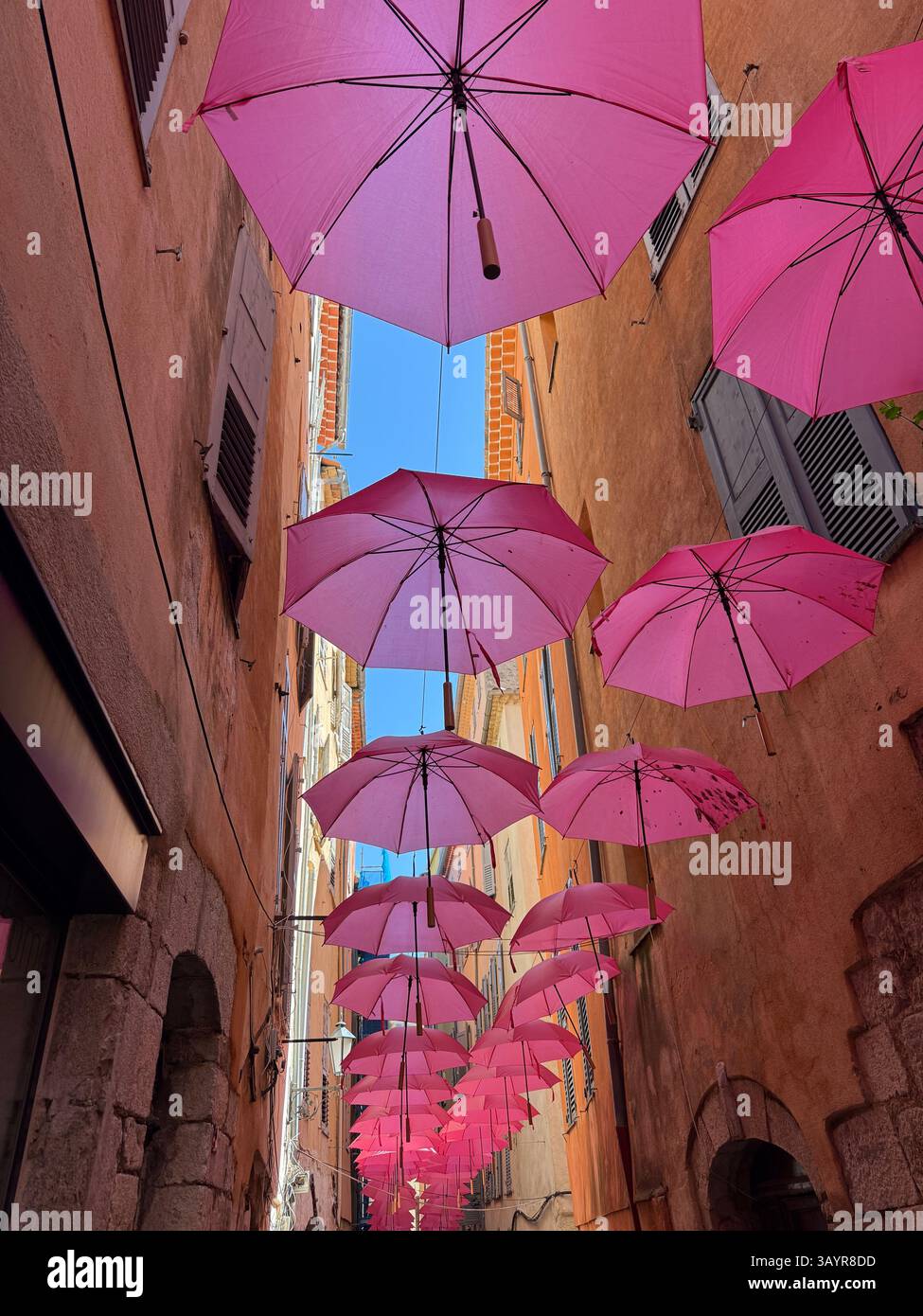 Pink Umbrellas in Grasse - Smartphone Captured Stock Image