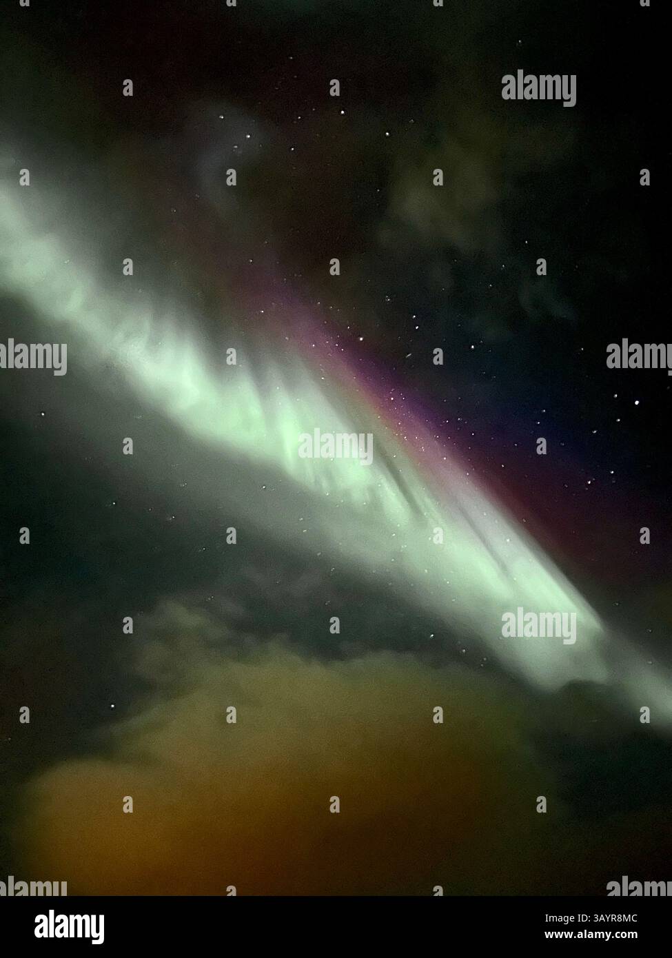 Aurora Borealis beneath the stars - Smartphone Captured Stock Image