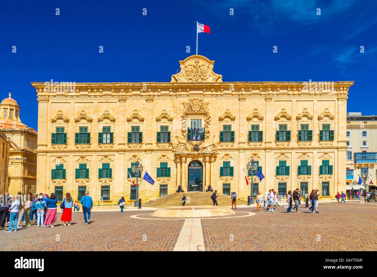 Valletta, Malta - 2 April, 2025: View of The Auberge de Castille (Auberge  de Castille et Portugal Stock Photo - Alamy