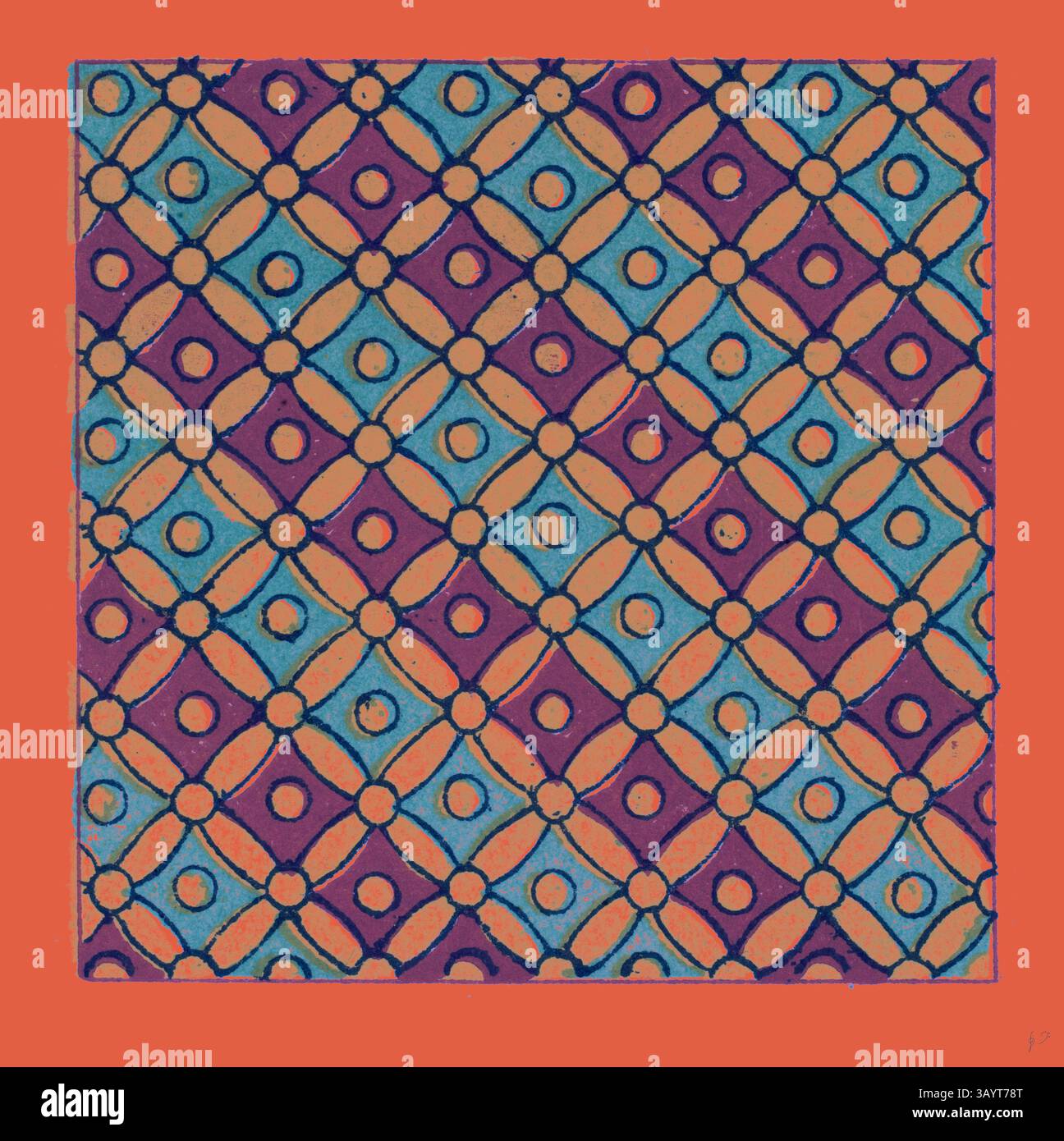 A vibrant geometric pattern featuring intersecting diamond shapes and ...