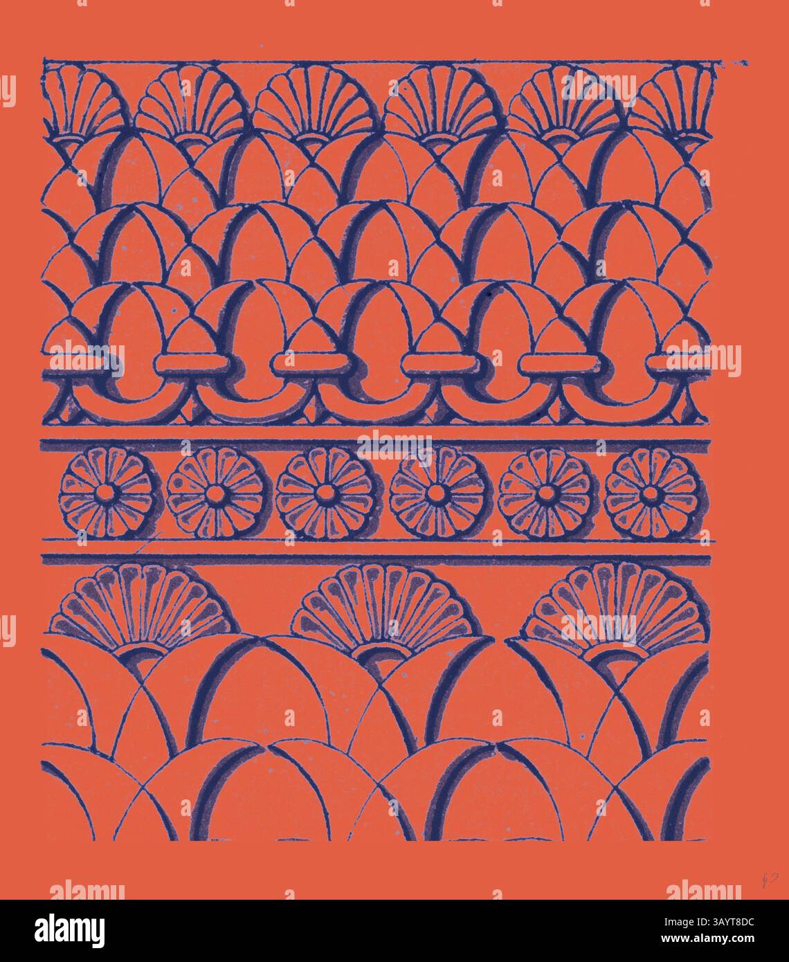 A vibrant design featuring intricate patterns of scalloped arches and ...
