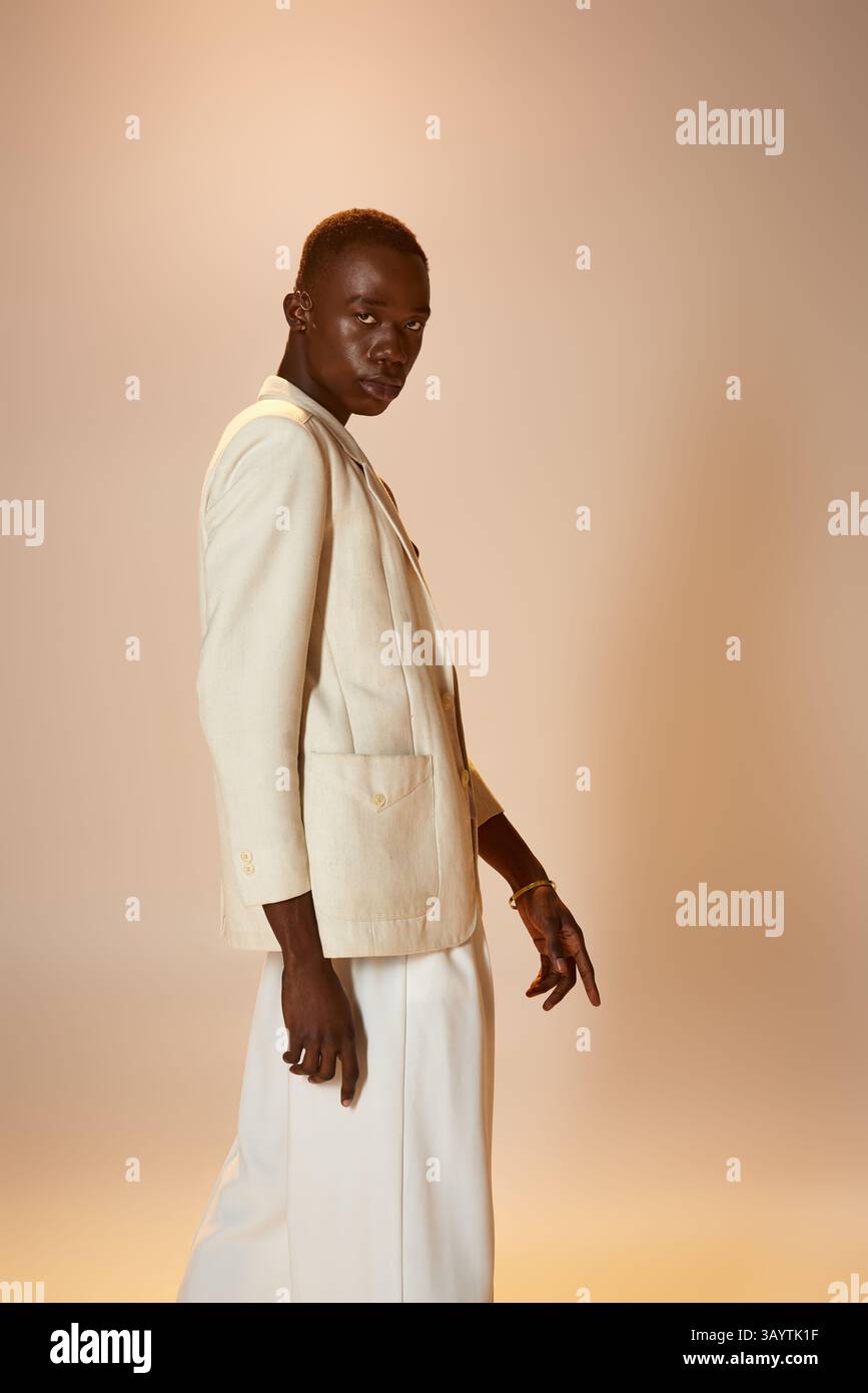 A young african american man displays his stylish confidence in a ...