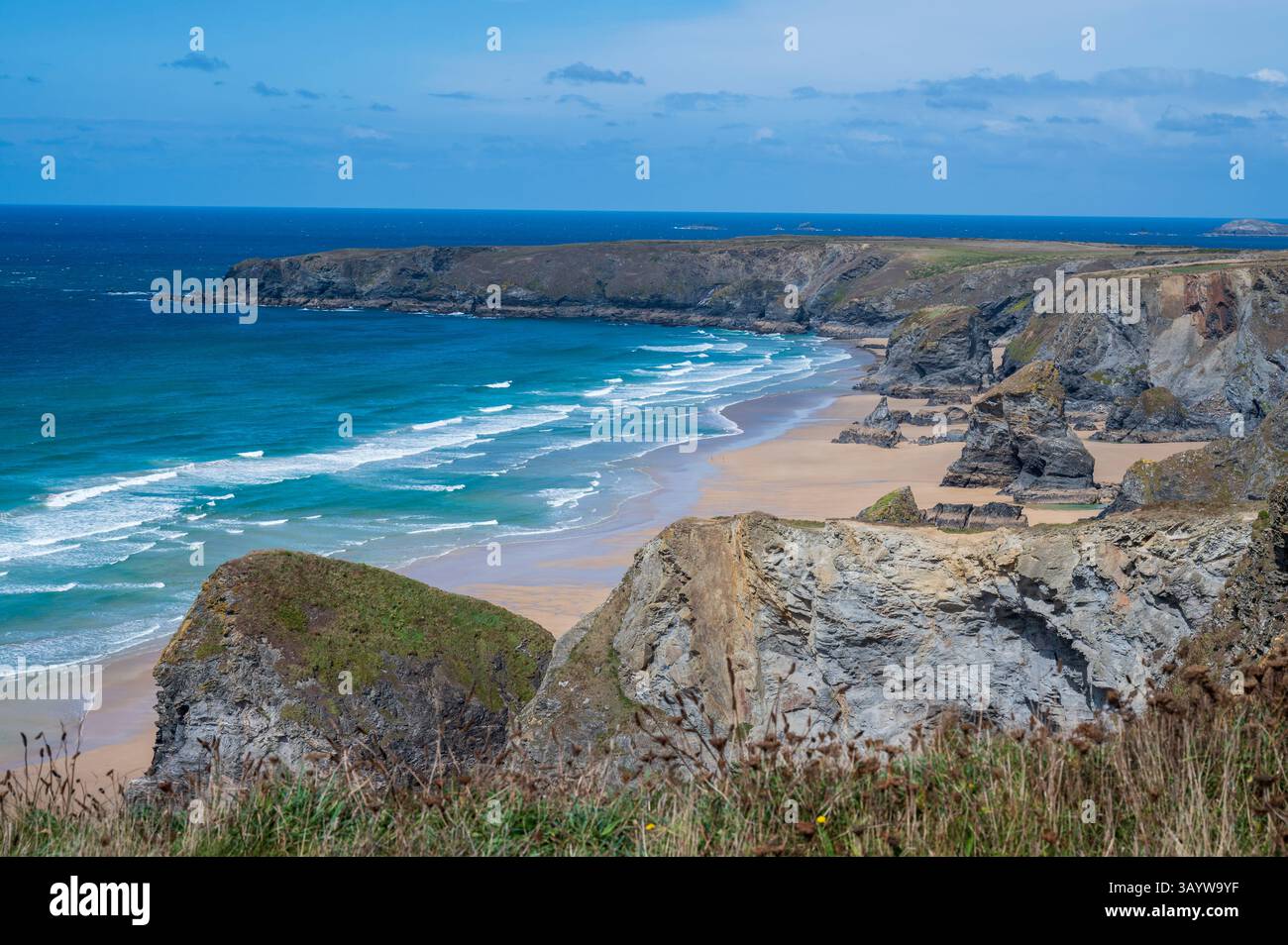 Bedruthan Steps, North Cornwall Stock Photo