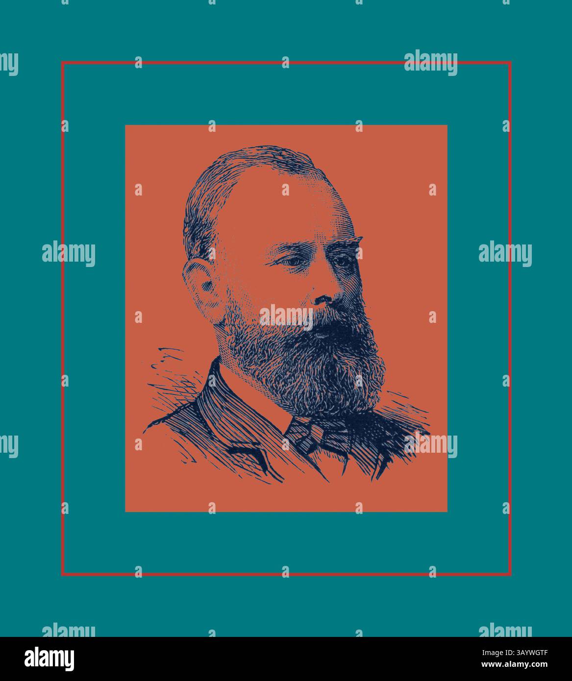 A distinguished man with a prominent beard and mustache gazes ...