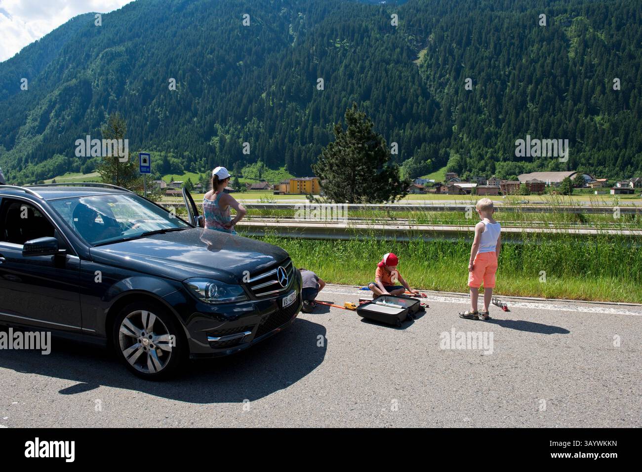 Switzerland, Gotthard highway, traffic jam Stock Photo - Alamy