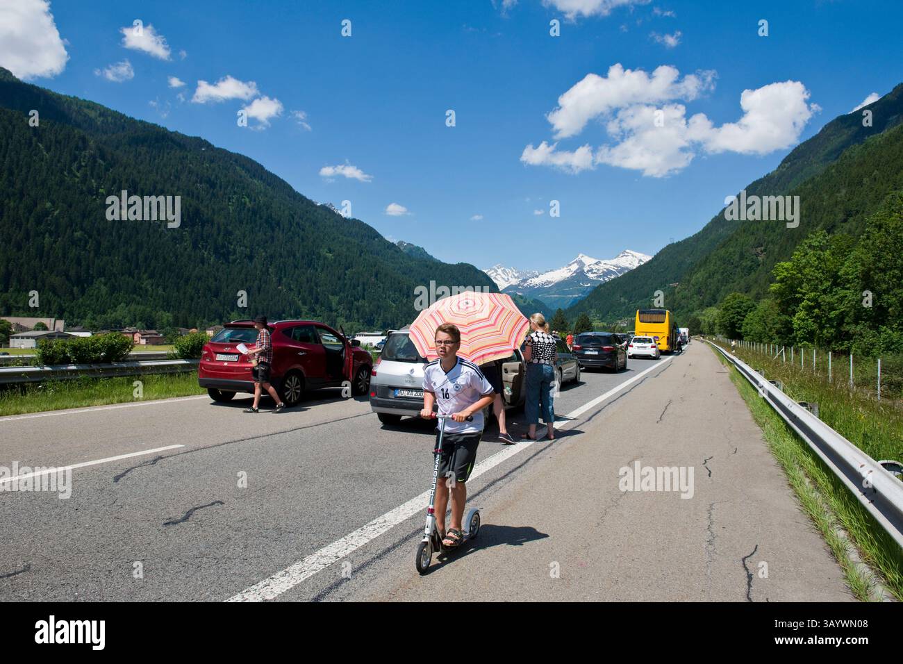 Switzerland, Gotthard highway, traffic jam Stock Photo - Alamy