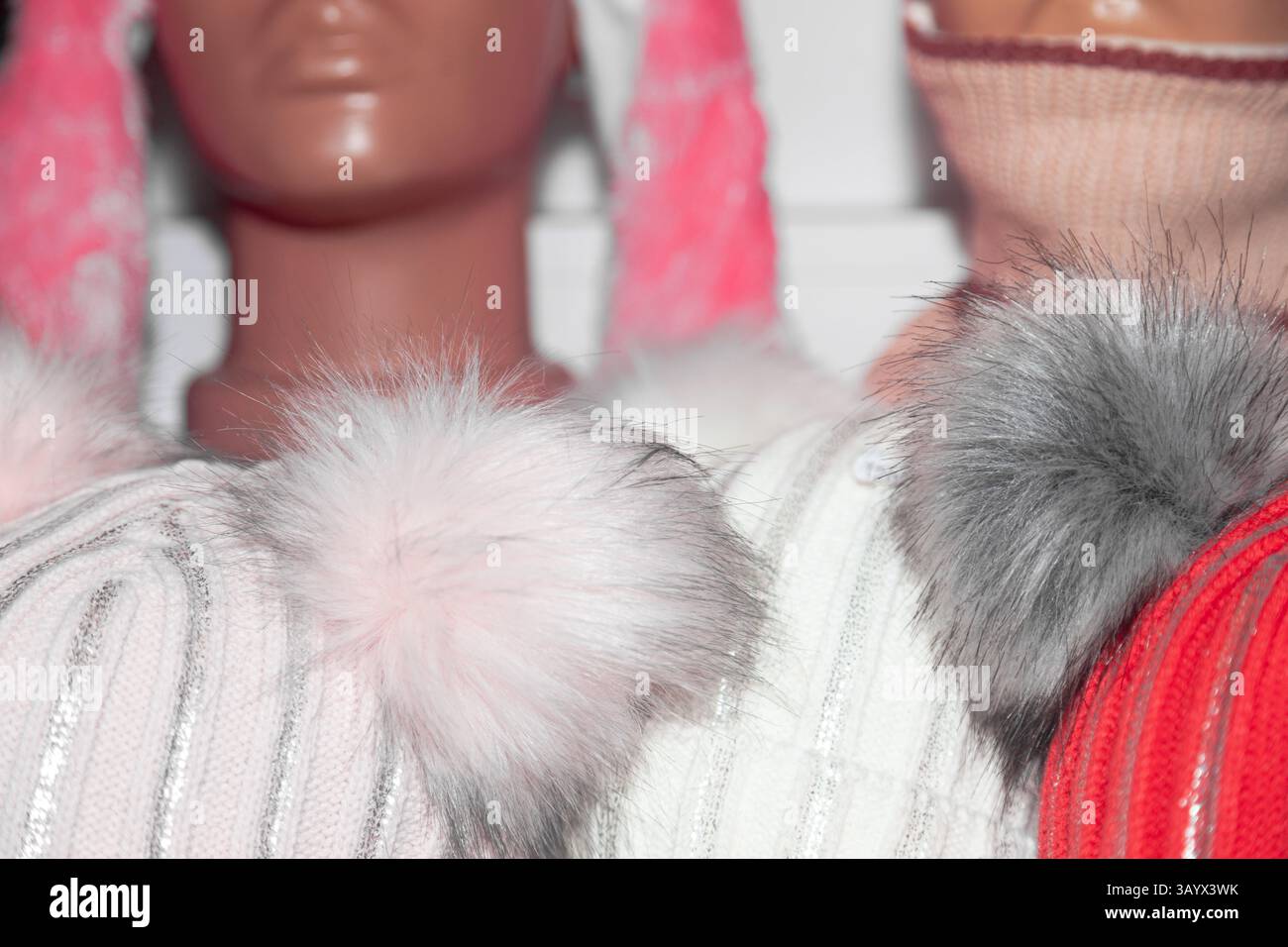 Mannequins dressed in warm clothes. Stock Photo