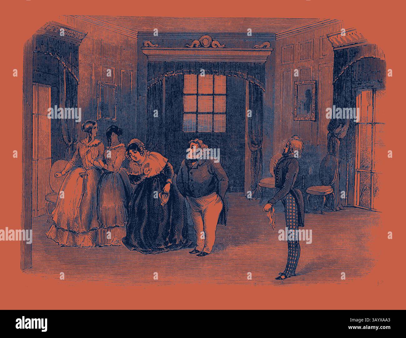 Hints Animted A group of elegantly dressed individuals engages in animated ...