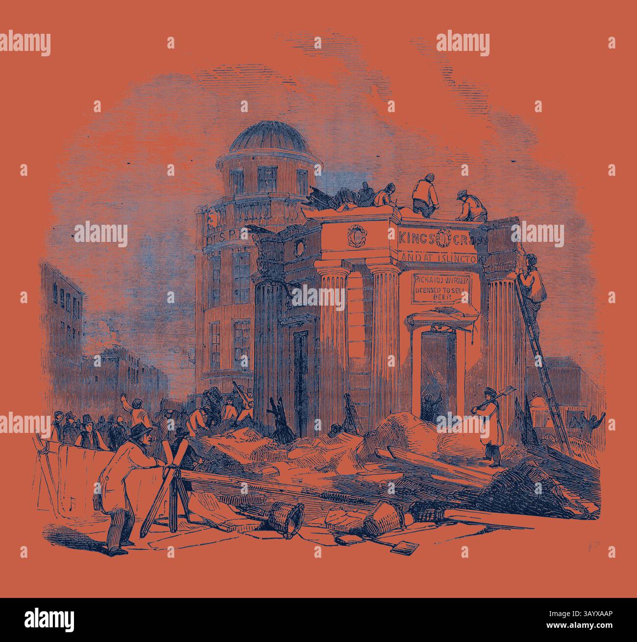 A bustling construction scene featuring workers engaged in various ...