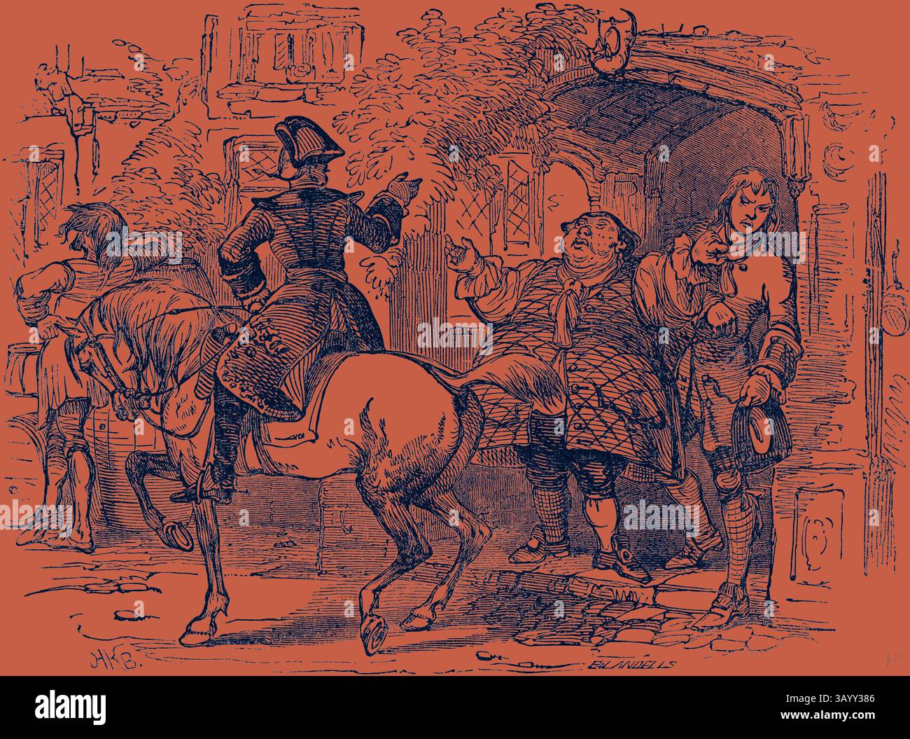Group of figures in period clothing interact in hi-res stock ...