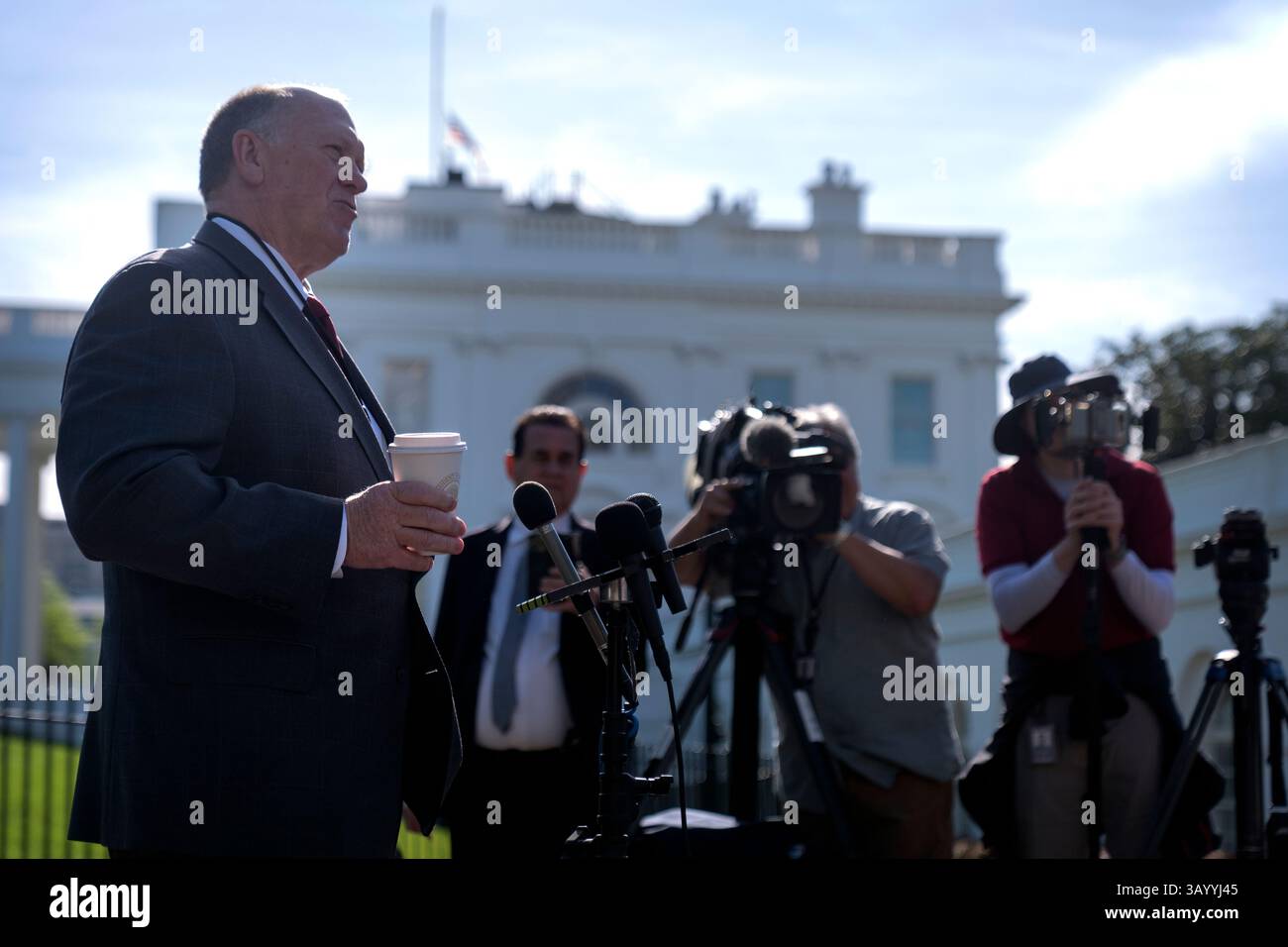 White House border czar Tom Homan talks with reporters at the White ...