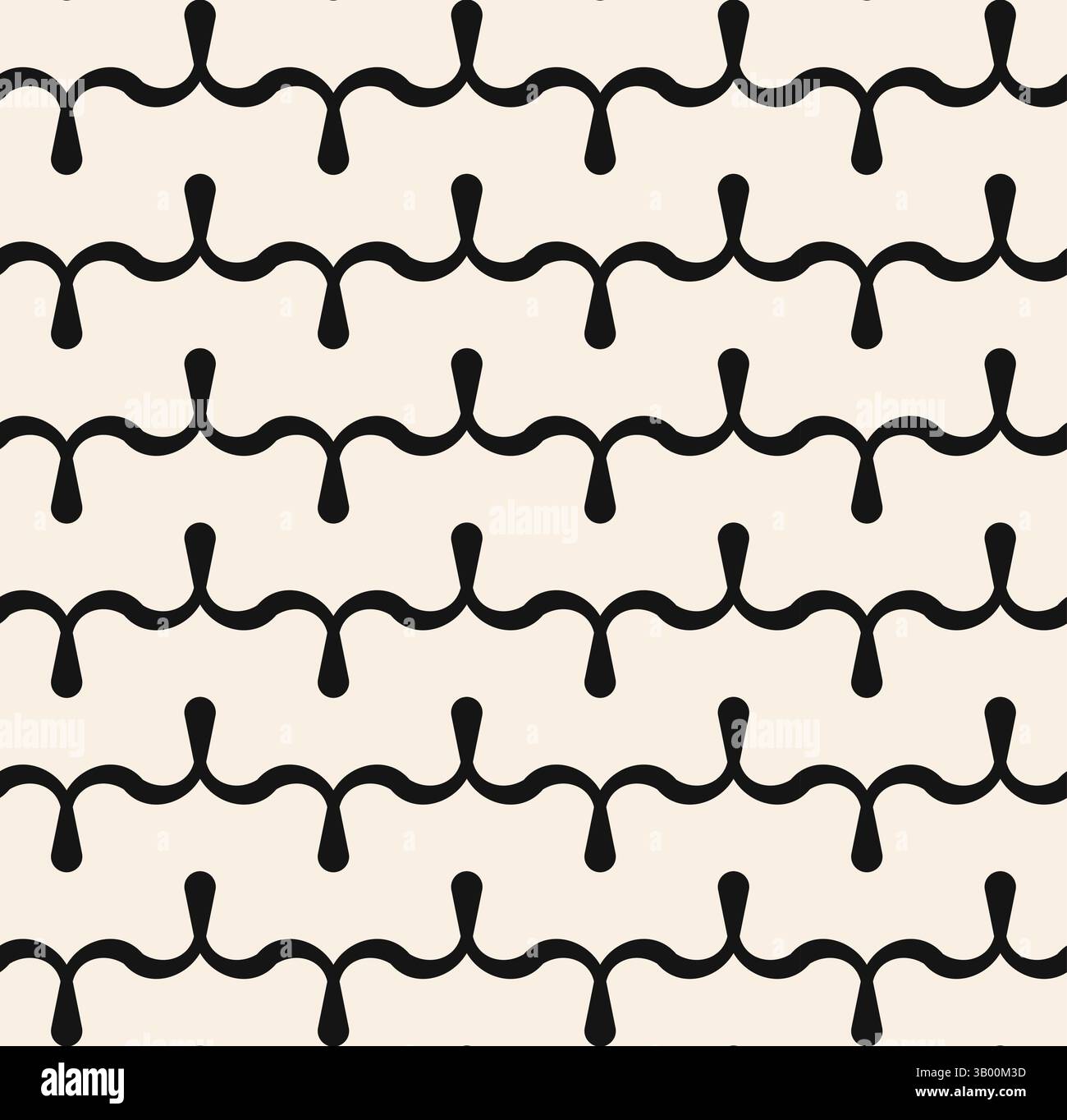 Thick drops horizontal seamless pattern on beige background. Repeating black beige pattern. Stock Vector