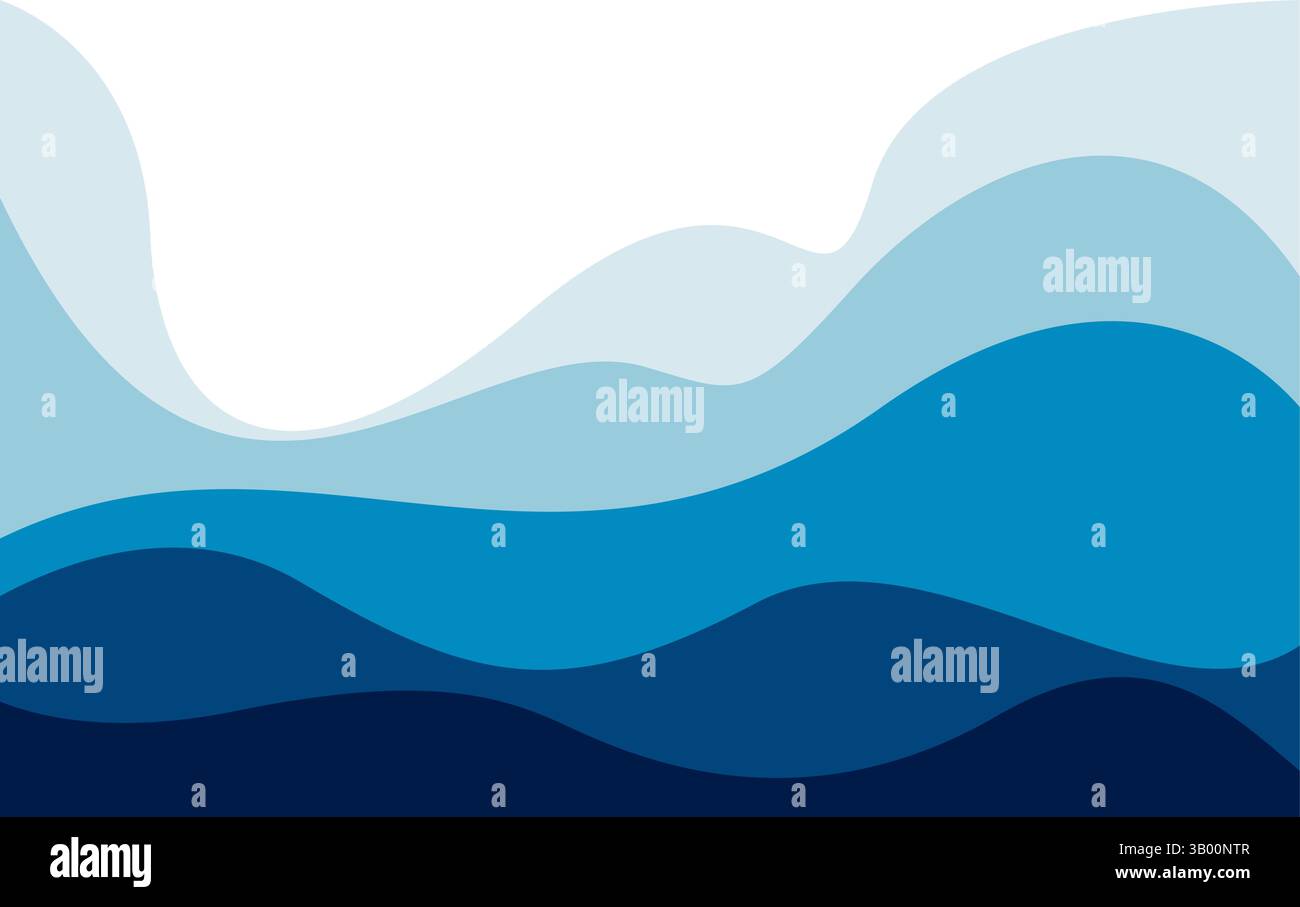 Blue wave vector abstract background flat design Stock Vector