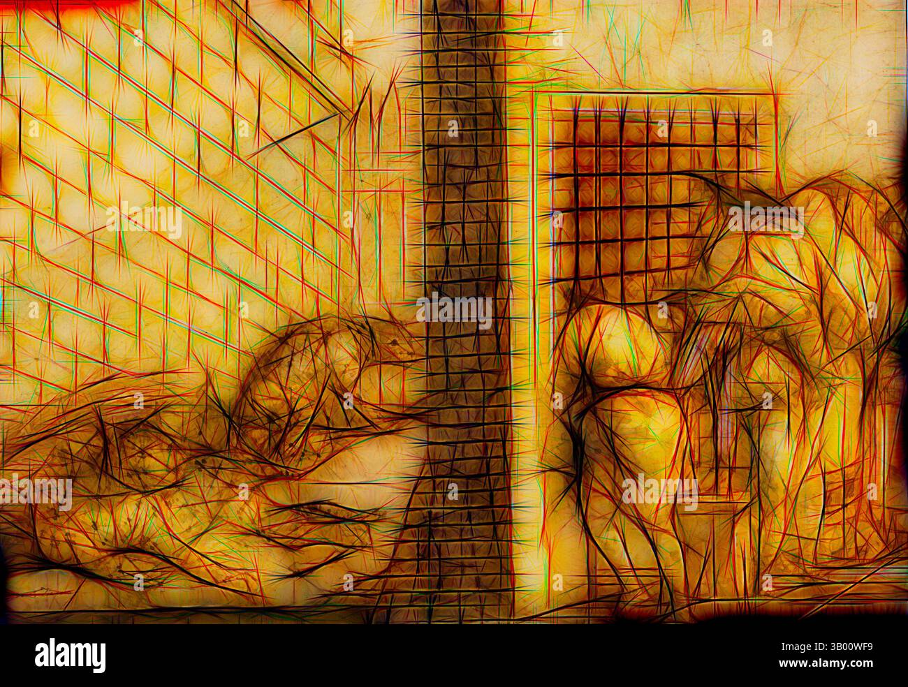 A dynamic scene captures the interactions of abstract figures in a ...