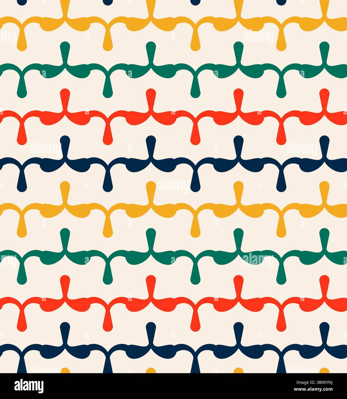 Thick colorful drops horizontal seamless pattern on beige background. Repeating black beige pattern. Stock Vector