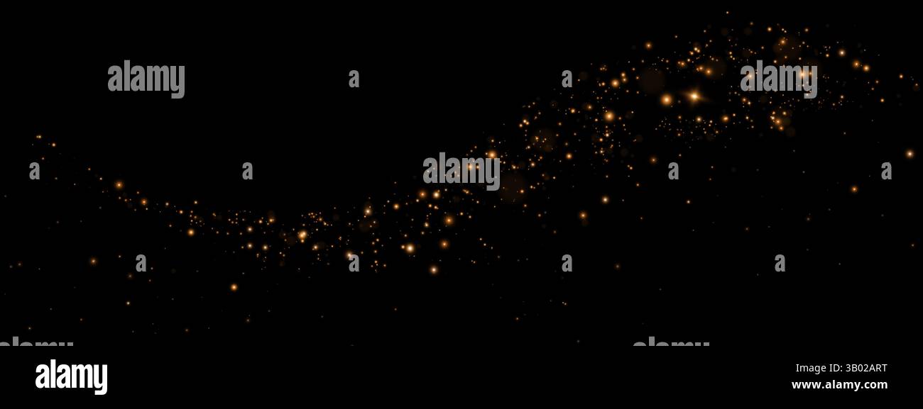 Golden particles float against a dark background, creating a ...