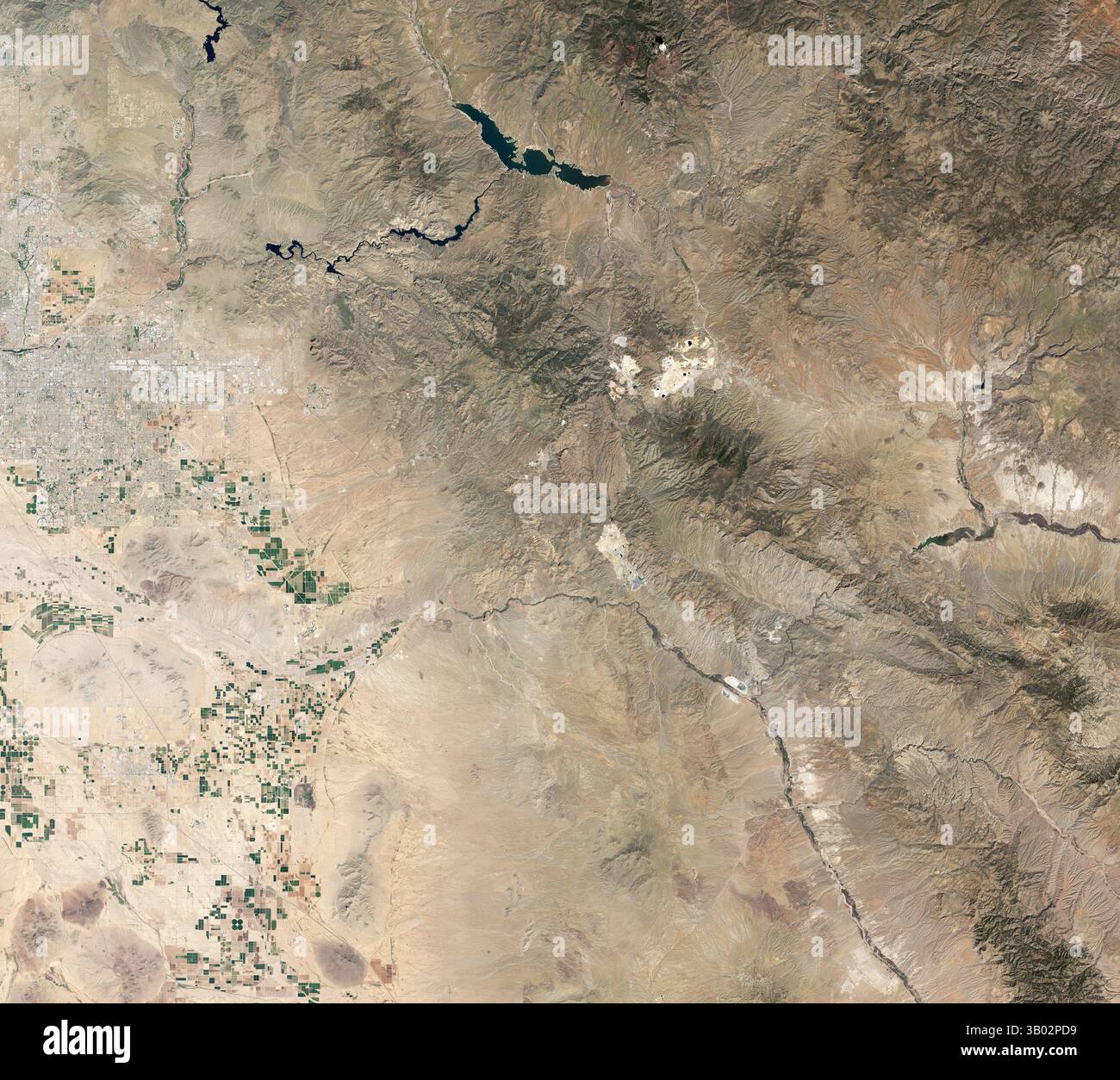 Satellite view of Phoenix and the Tonto National Forest, Phoenix, Arizona, USA Stock Photo