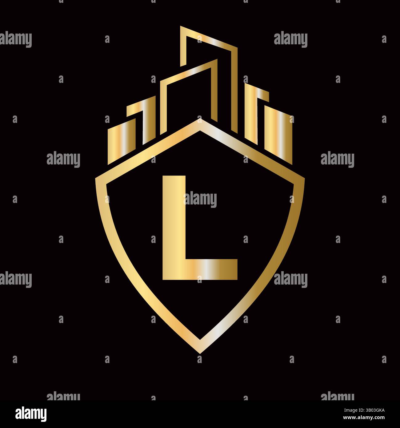 Real Estate Logo On Letter L Concept With Building and Shield Symbol ...