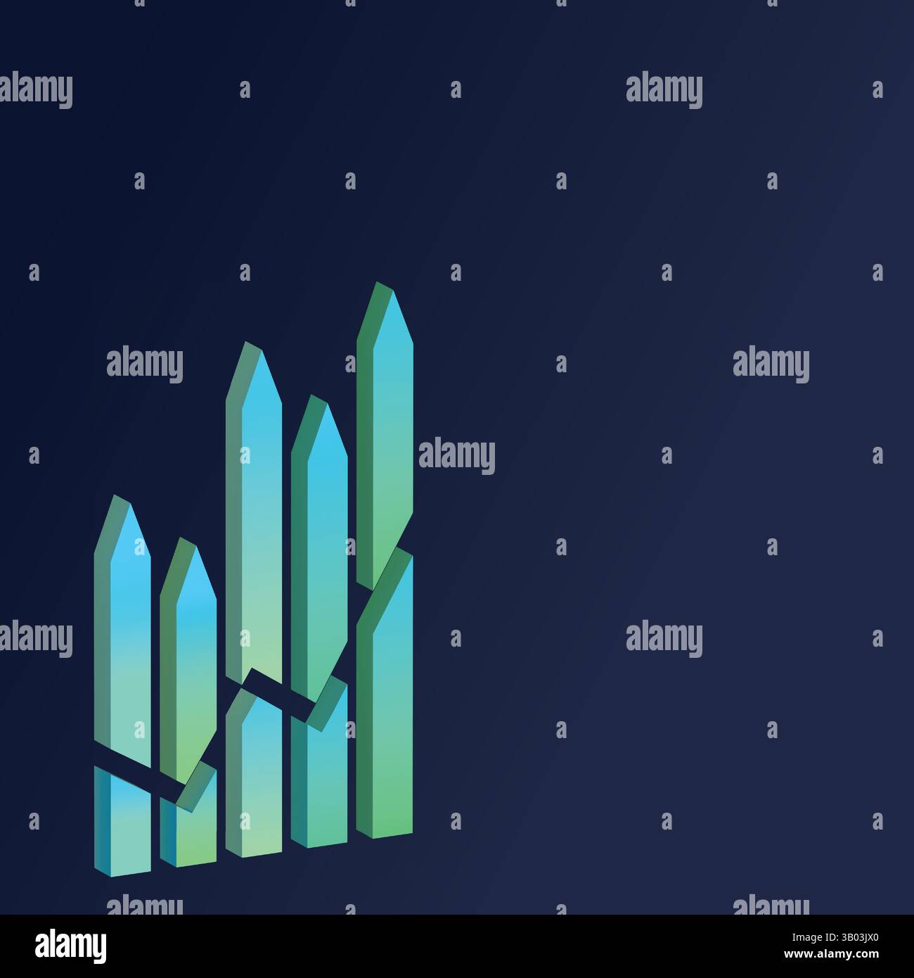 Creative business analytics graph showcasing sharp bar growth and futuristic performance insights Stock Vector