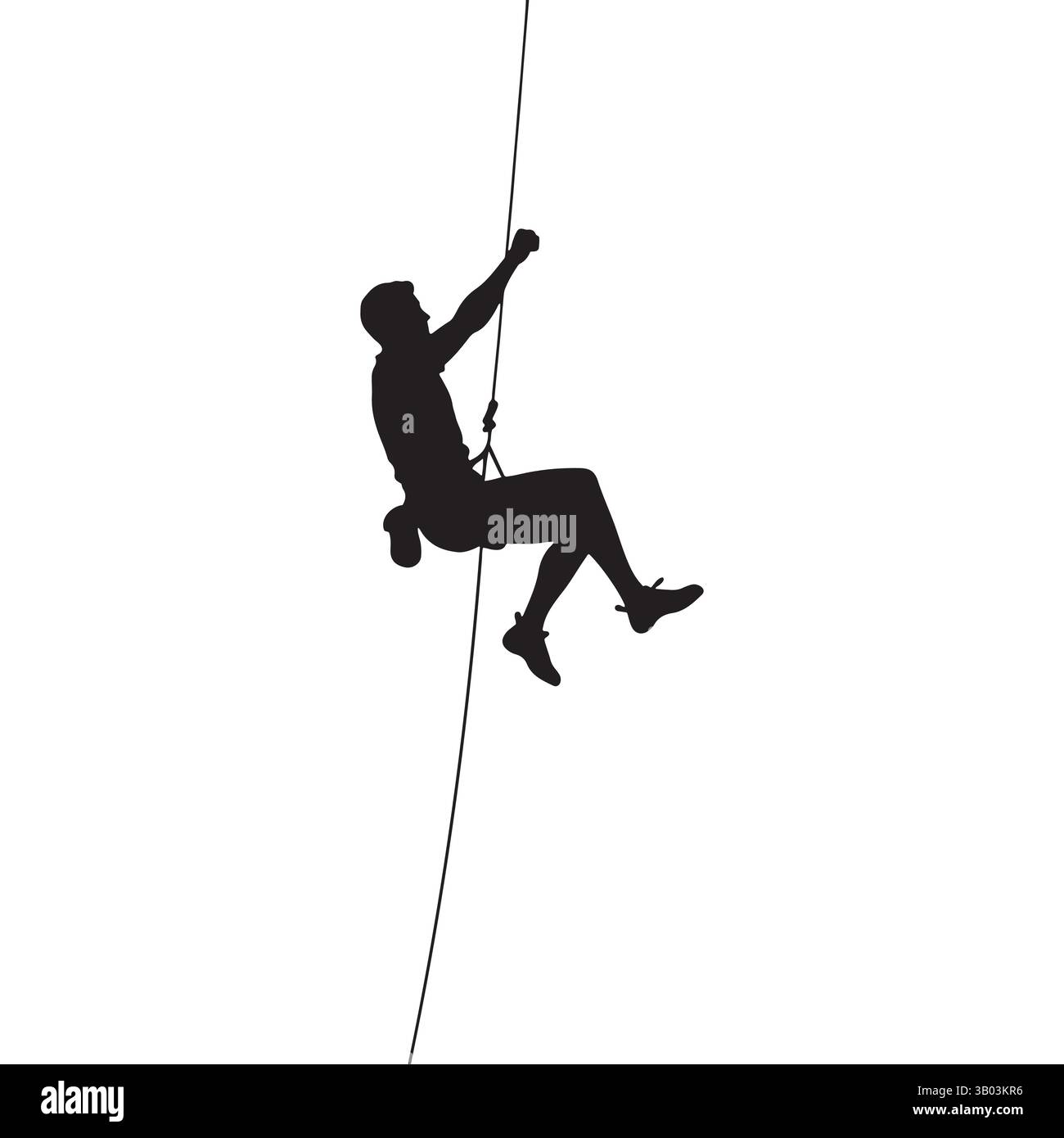 Man climbing rope silhouette vector flat illustration design. Stock Vector