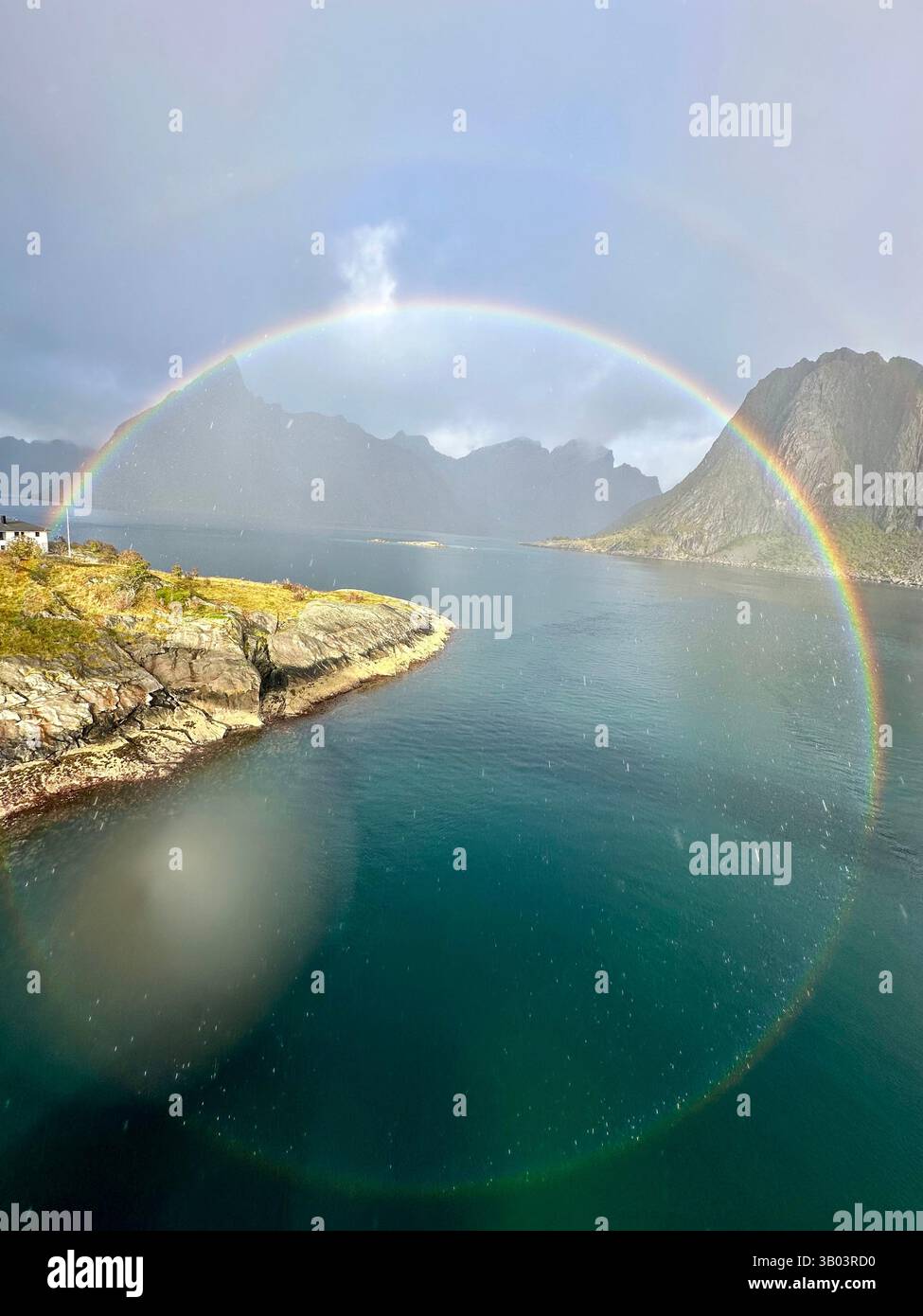 A rare phenomenon of 360-degree rainbow - Smartphone Captured Stock Image