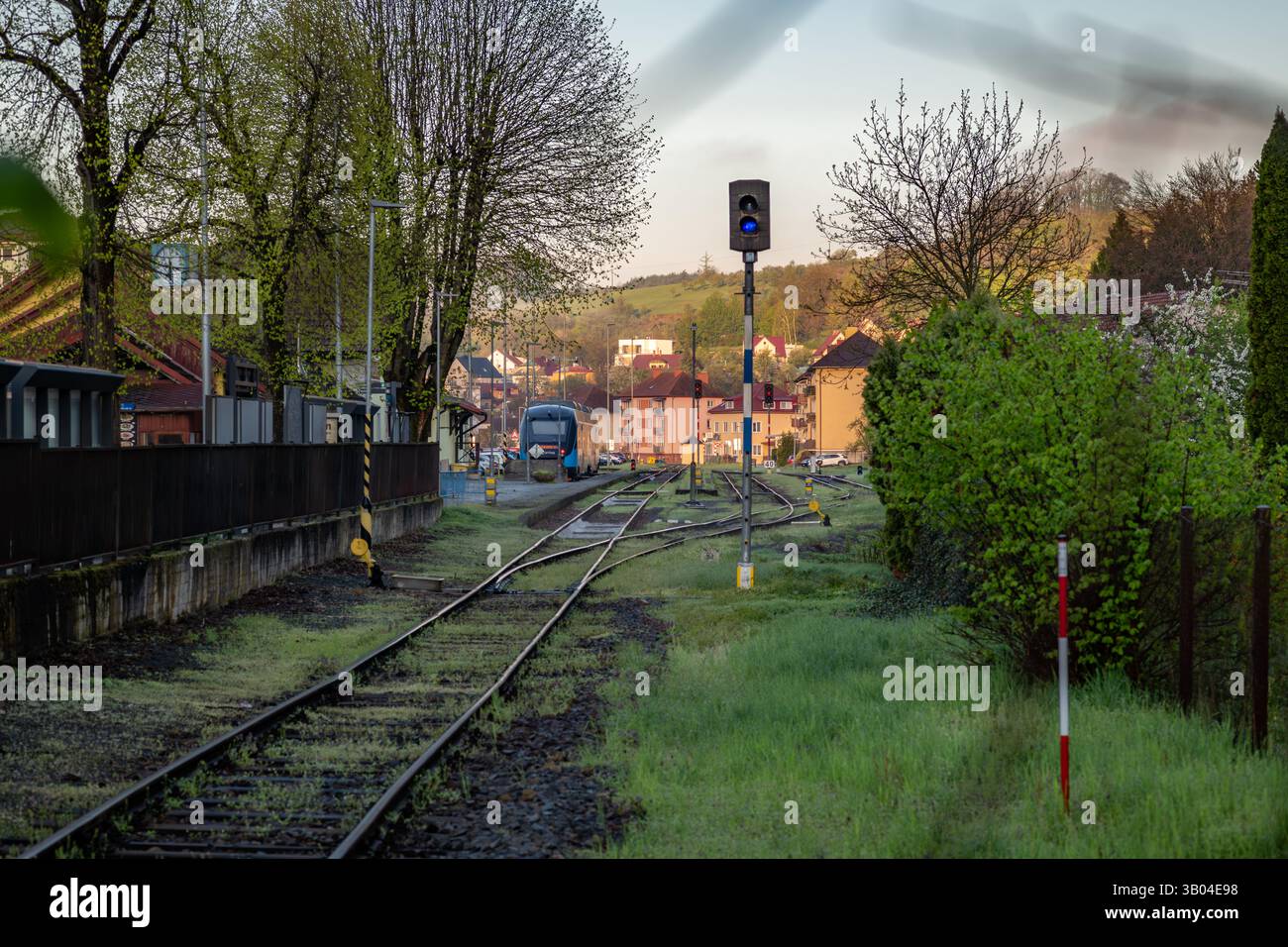 Passenger trains in spring fresh color day near Luhacovice CZ 04 19 2025 Stock Photo