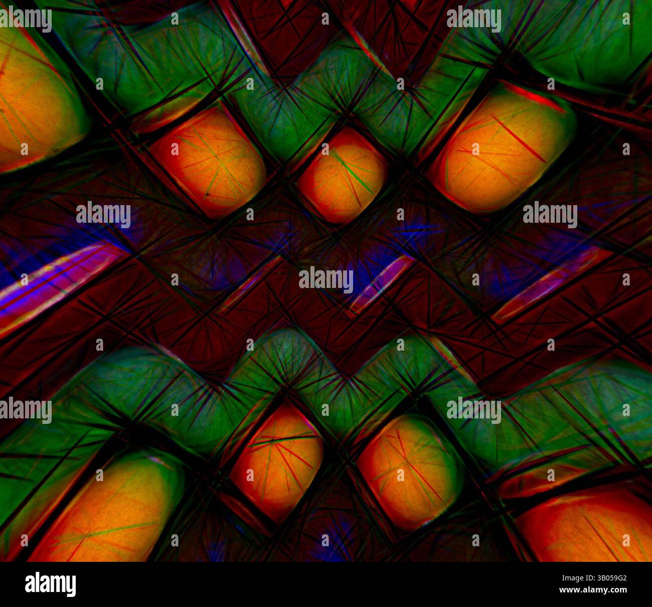 A vibrant abstract composition featuring a dynamic interplay of shapes ...