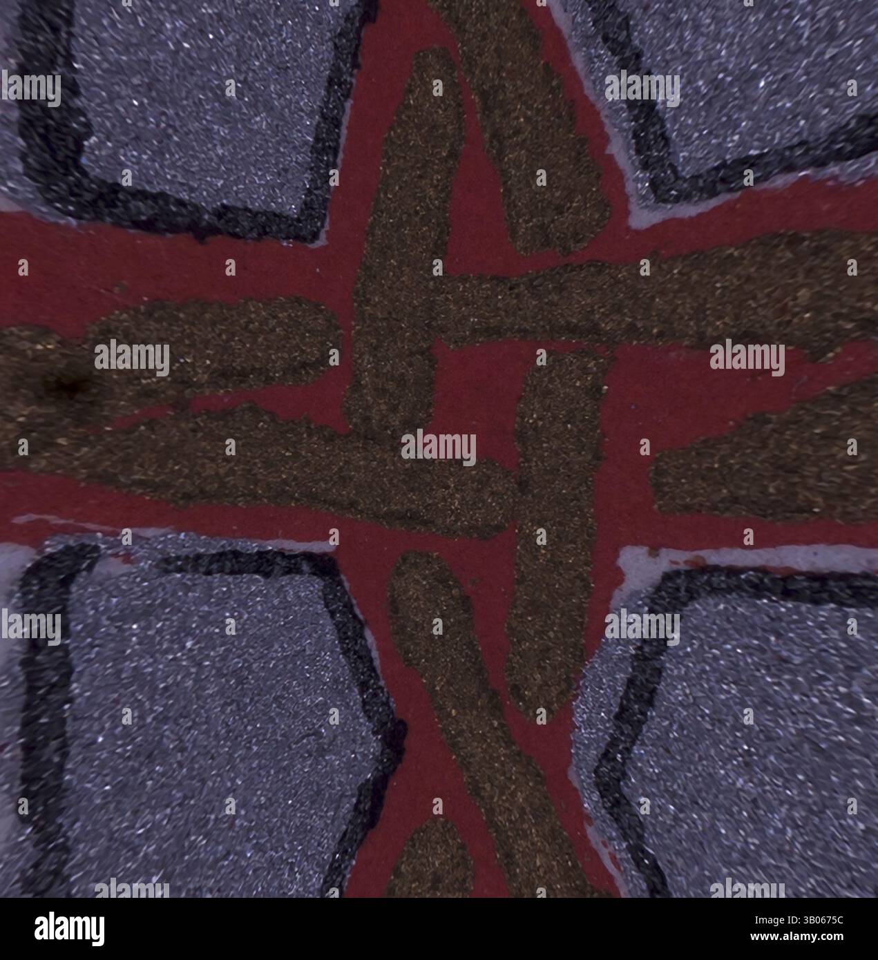Abstract Red Cross Pattern An abstract design featuring a bold red cross intersected by textured ...