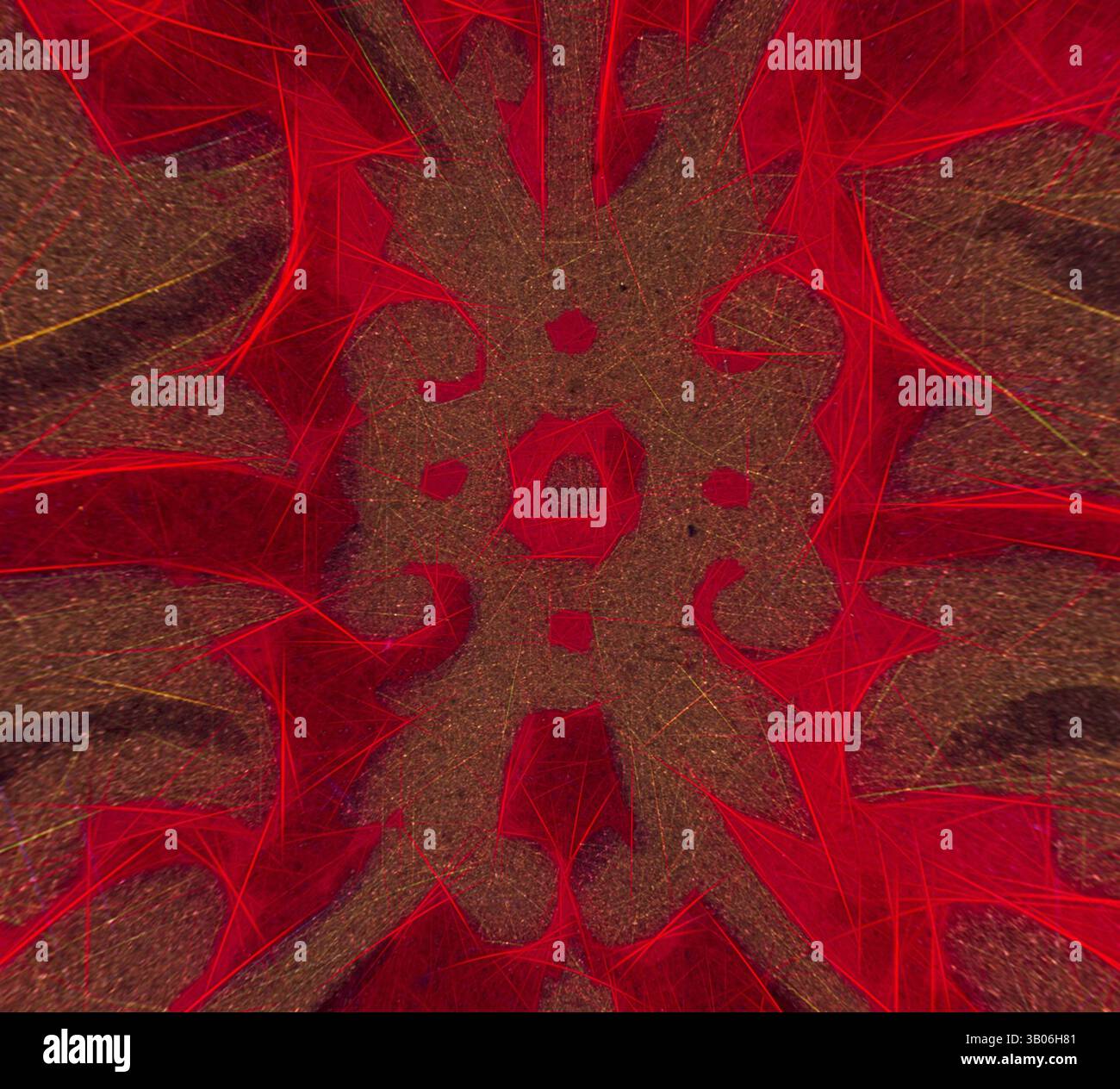 An intricate design featuring bold, swirling patterns in rich red and ...