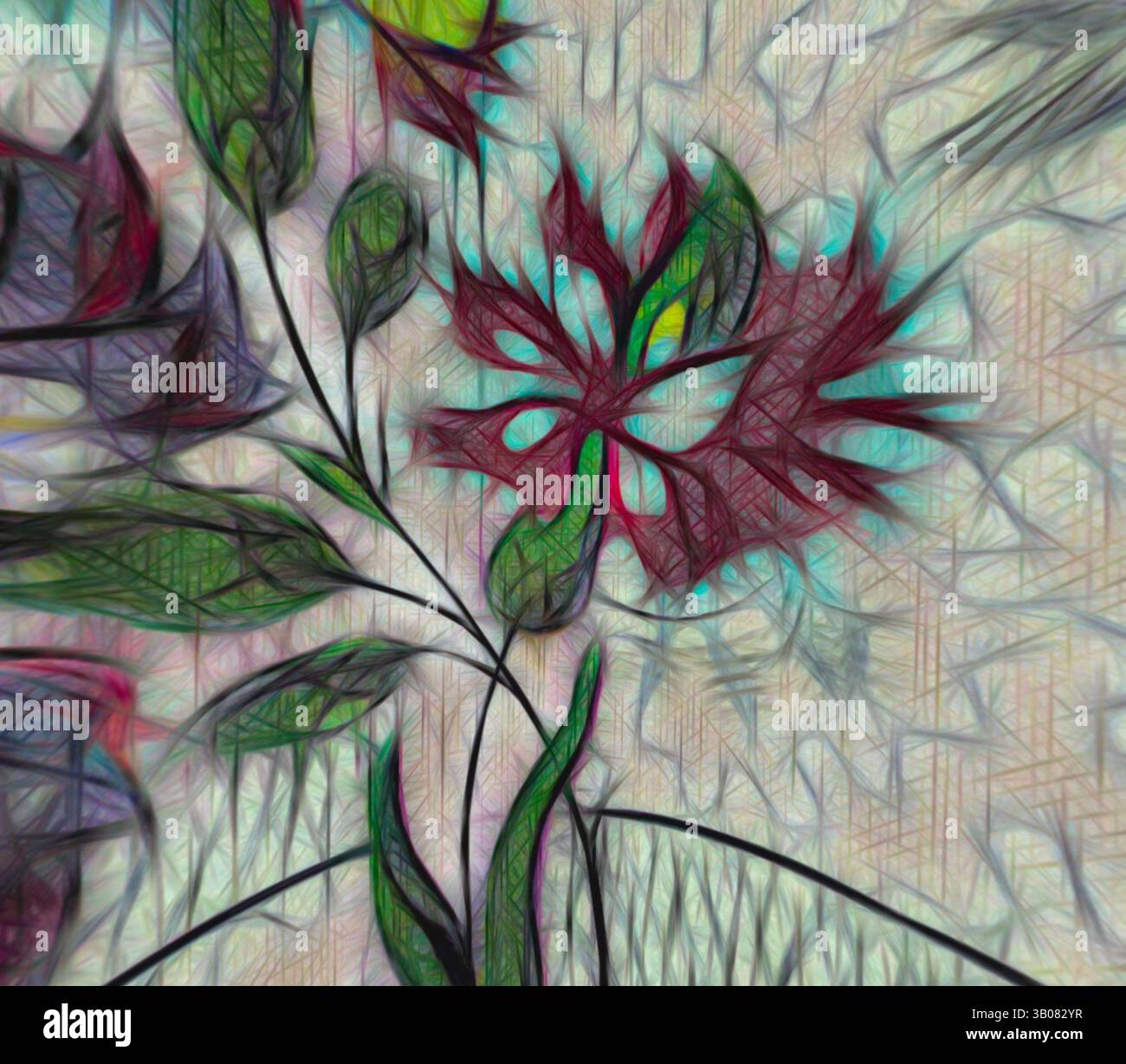 A vibrant arrangement of abstract floral shapes, showcasing intricate ...