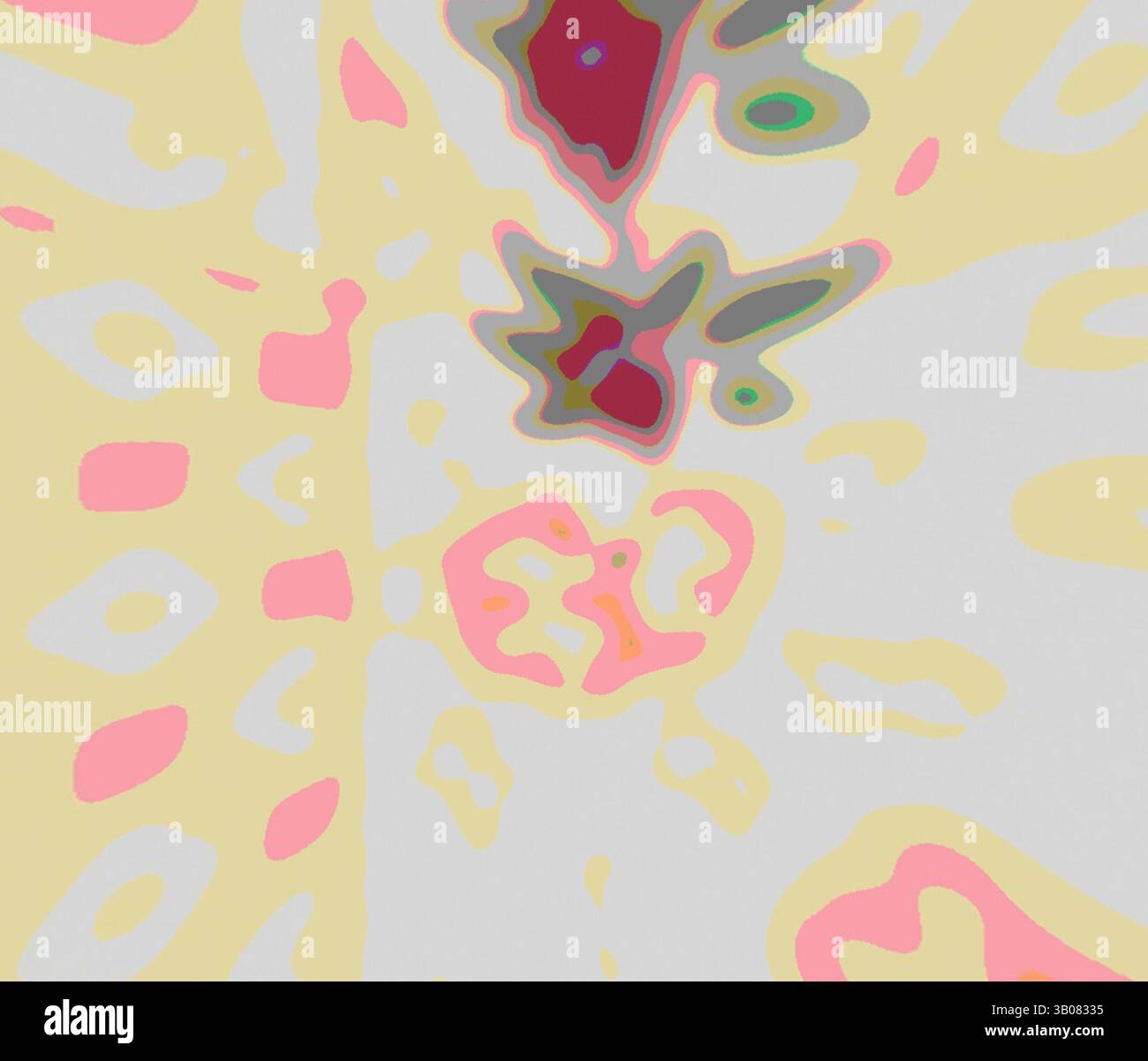 A vibrant abstract composition featuring swirling shapes and a dynamic ...