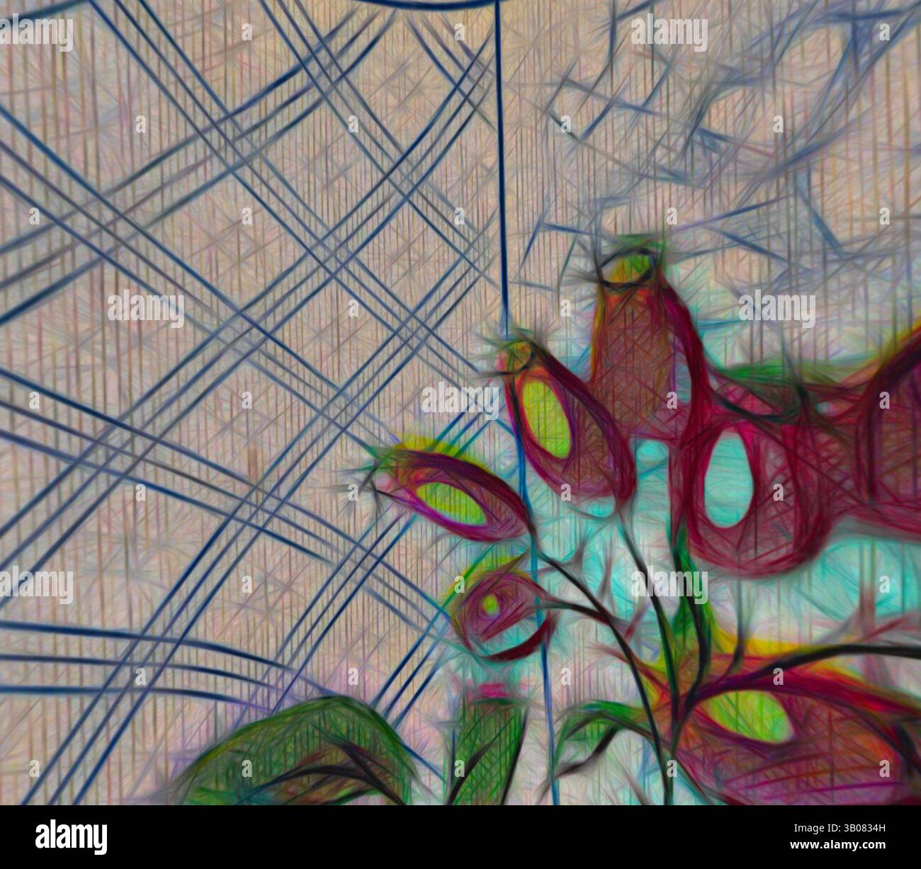 A vibrant composition featuring delicate flowers juxtaposed against a ...