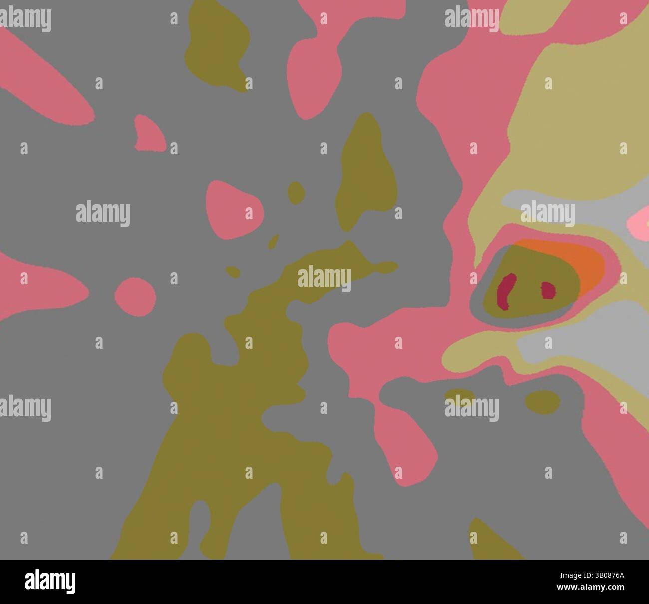 A vibrant abstract composition featuring swirling hues of pink, green ...