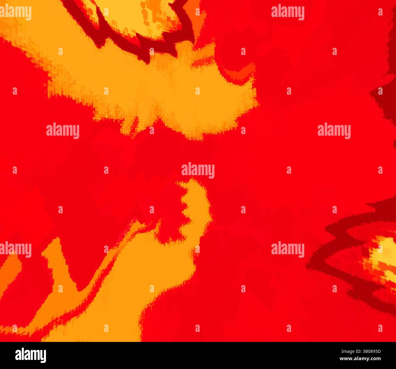 A vibrant swirl of bold reds and warm yellows creates a dynamic and ...