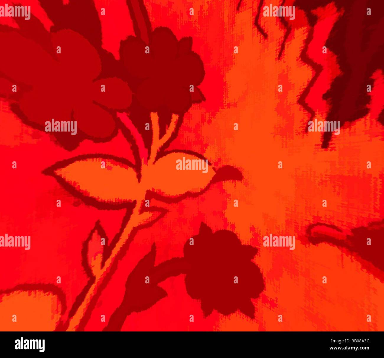 A vibrant composition featuring abstract floral patterns against a ...