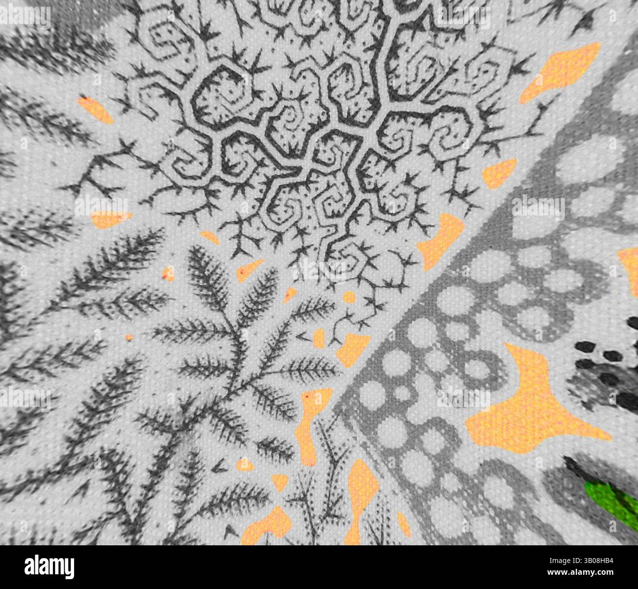 An intricate pattern featuring swirling designs, delicate leaves, and ...