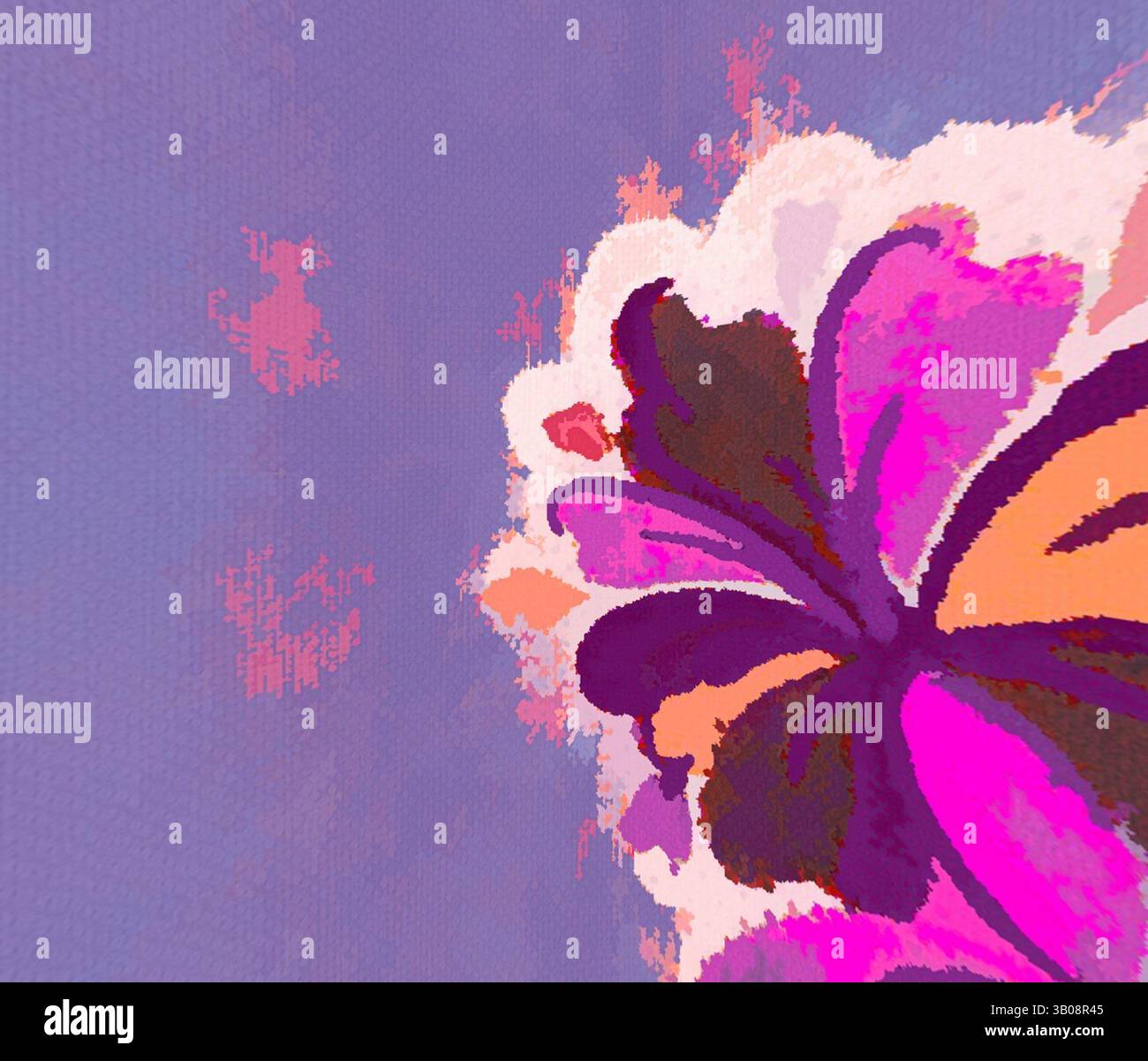 A vibrant flower with bold, swirling petals in shades of pink, orange ...