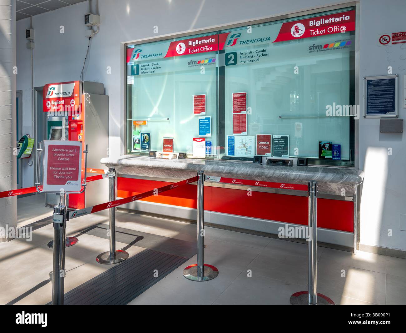 Fossano, Italy - April 24, 2025: Trenitalia ticket counters office in ...