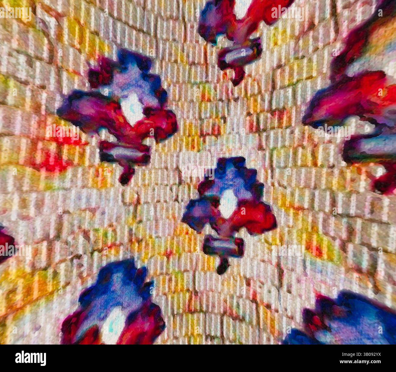 Visual Motif Design A vibrant and abstract pattern featuring colorful floral motifs ...