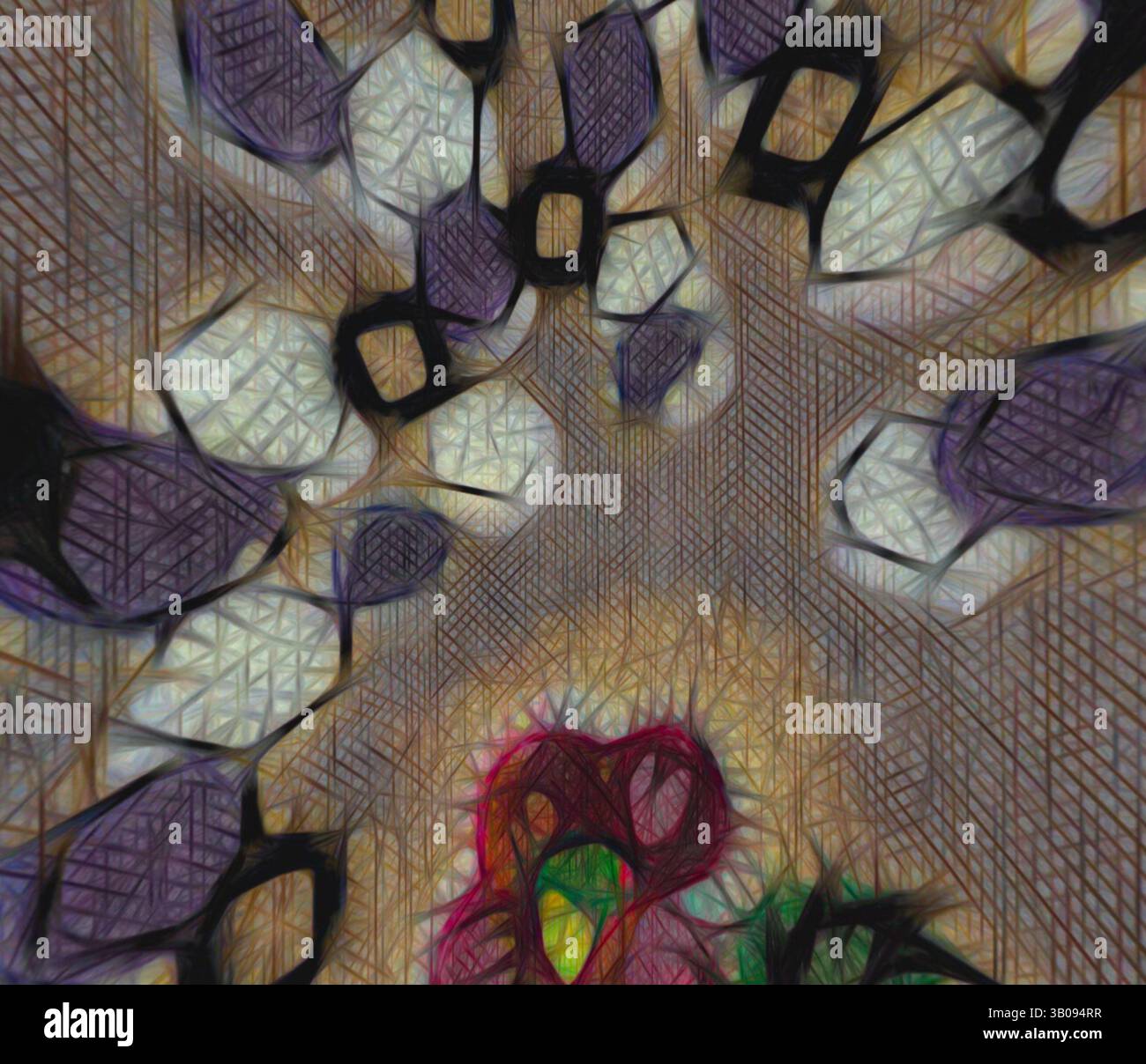 Intriguing Pattern An abstract composition featuring a mix of geometric shapes and vibrant ...