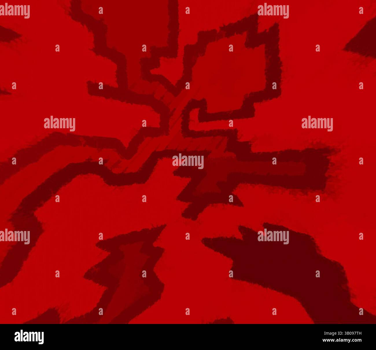 A dynamic burst of vibrant red, featuring bold, jagged patterns that ...