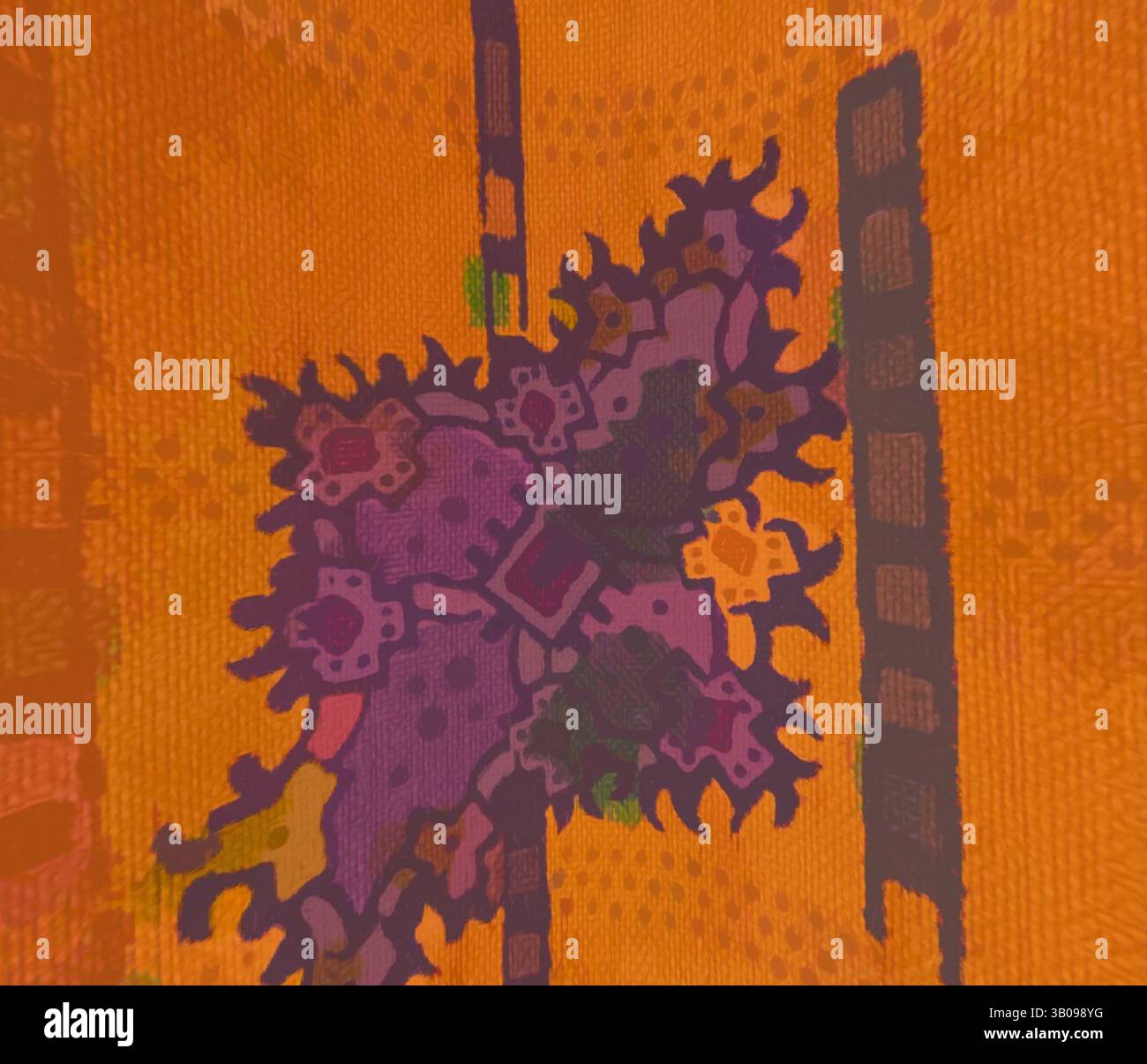 A vibrant tapestry featuring intricate geometric patterns and bold ...