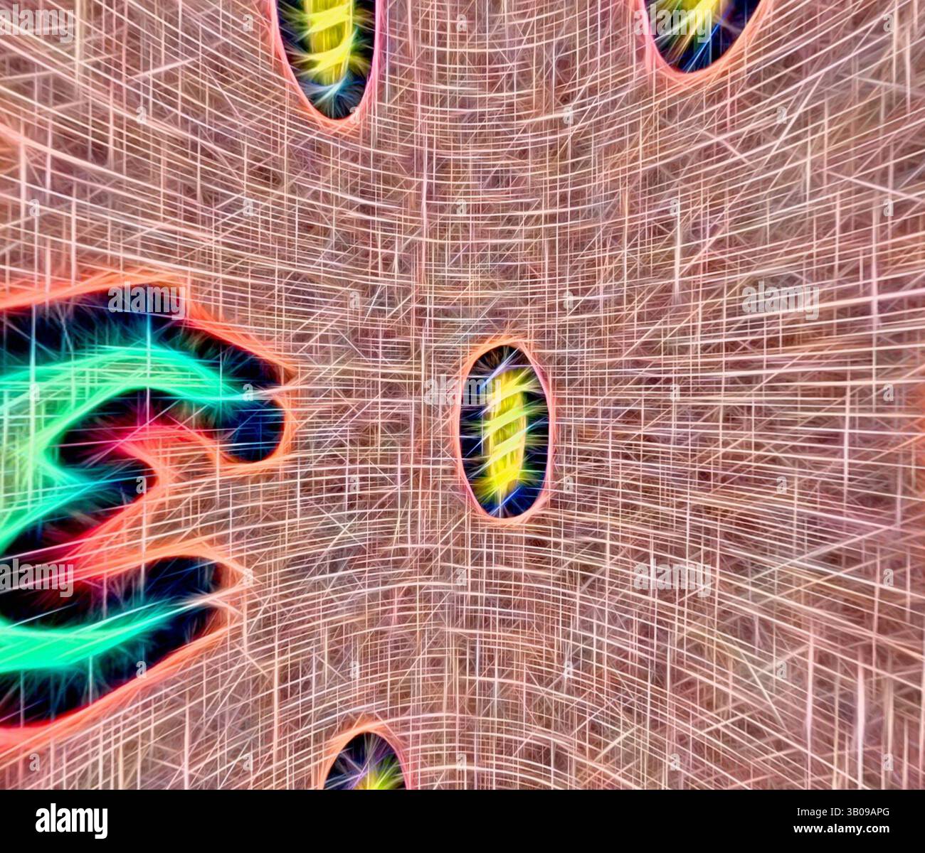 A vibrant abstract composition featuring dynamic lines and shapes ...