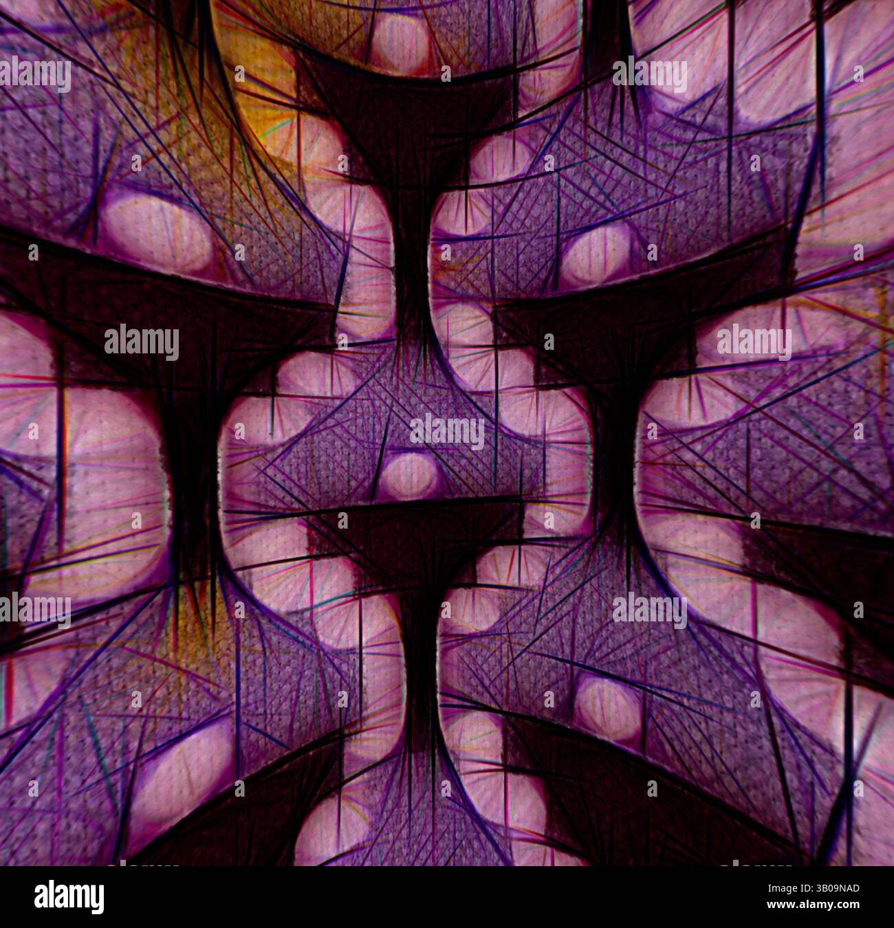 Interwoven pattern of shapes in rich purples hi-res stock photography ...
