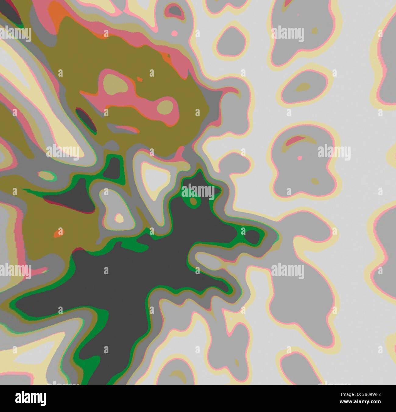 An abstract composition featuring swirling colors and shapes, evoking a ...