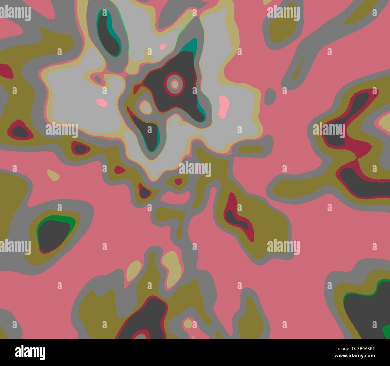 An abstract composition featuring bold, swirling shapes in vibrant ...