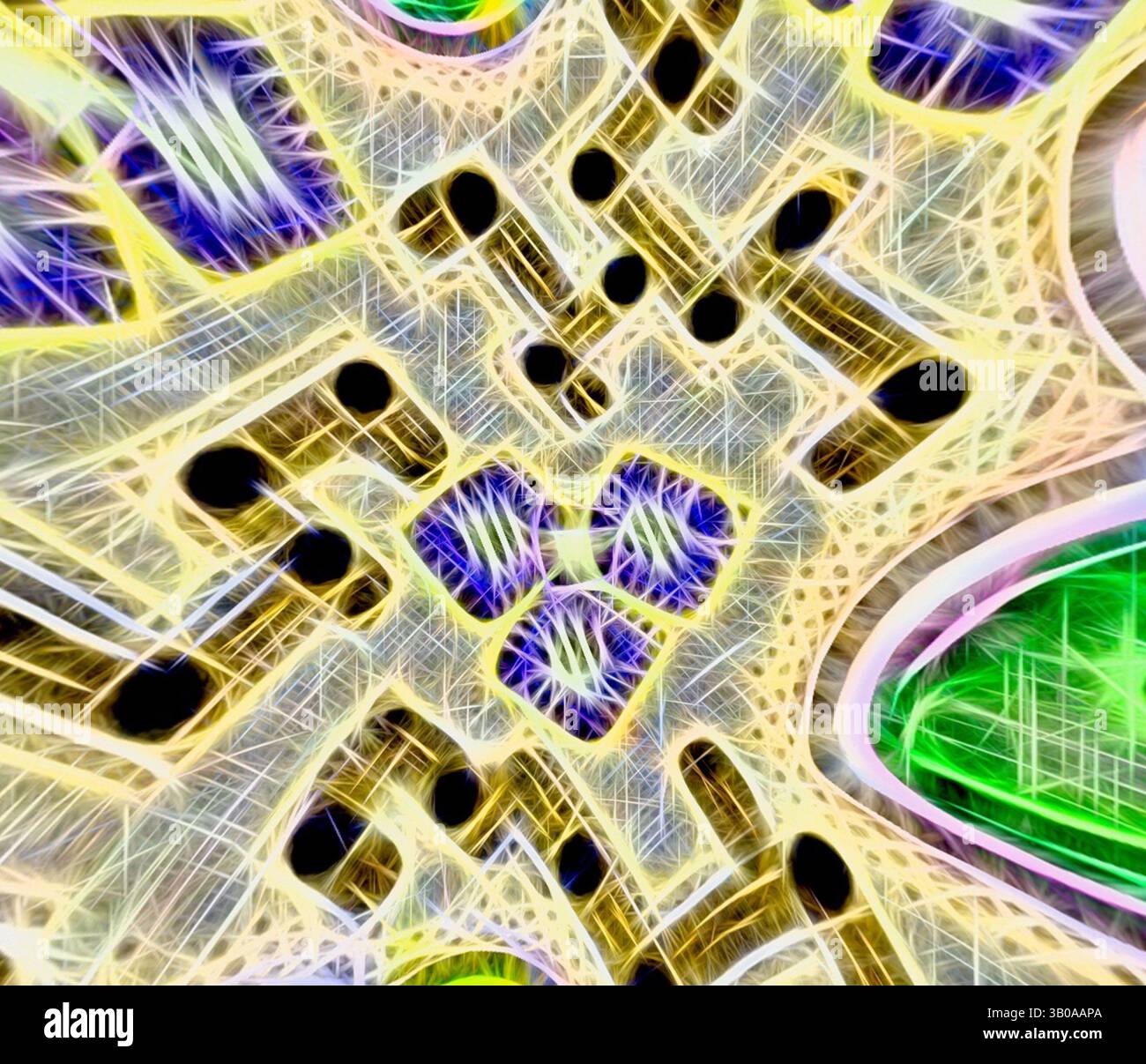 An abstract composition featuring intertwining geometric shapes and ...