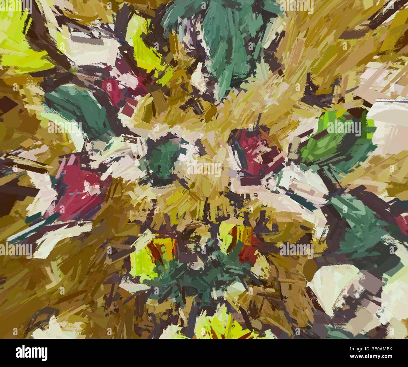 A vibrant abstract composition featuring swirling colors and shapes ...