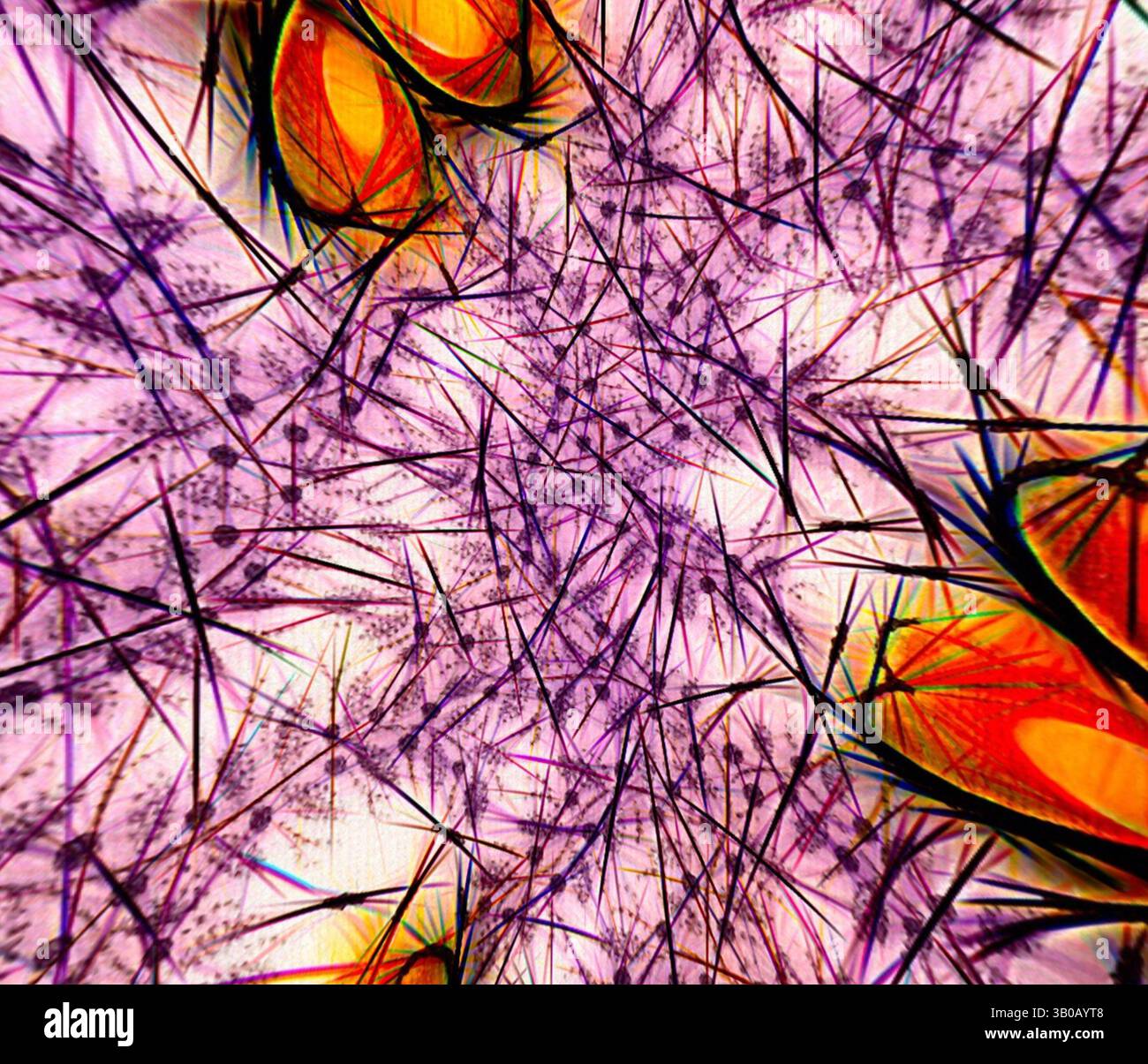 An intricate pattern of vibrant colors and sharp lines, resembling ...